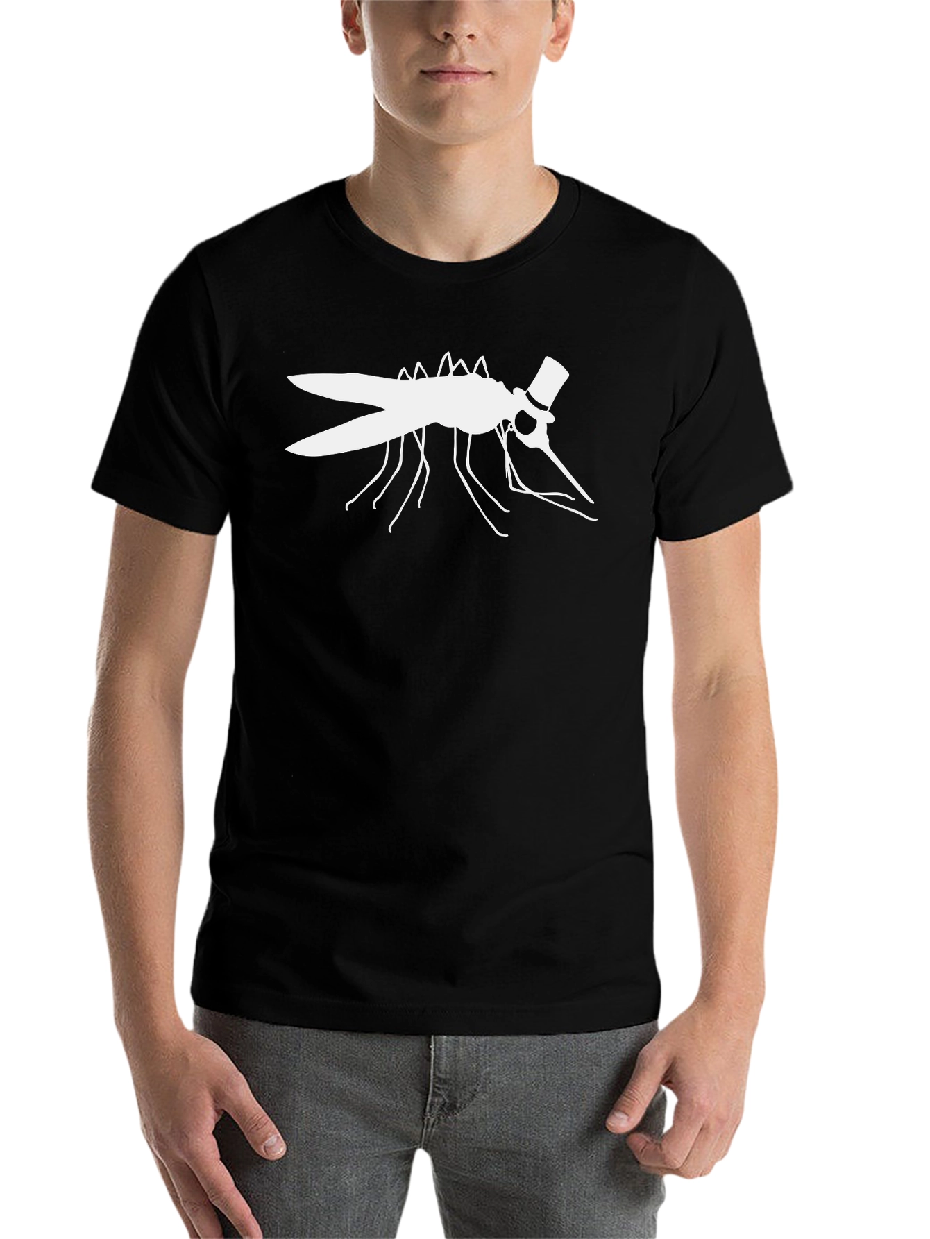 Black Mosquito with Top Hat Graphic T-Shirt view 7