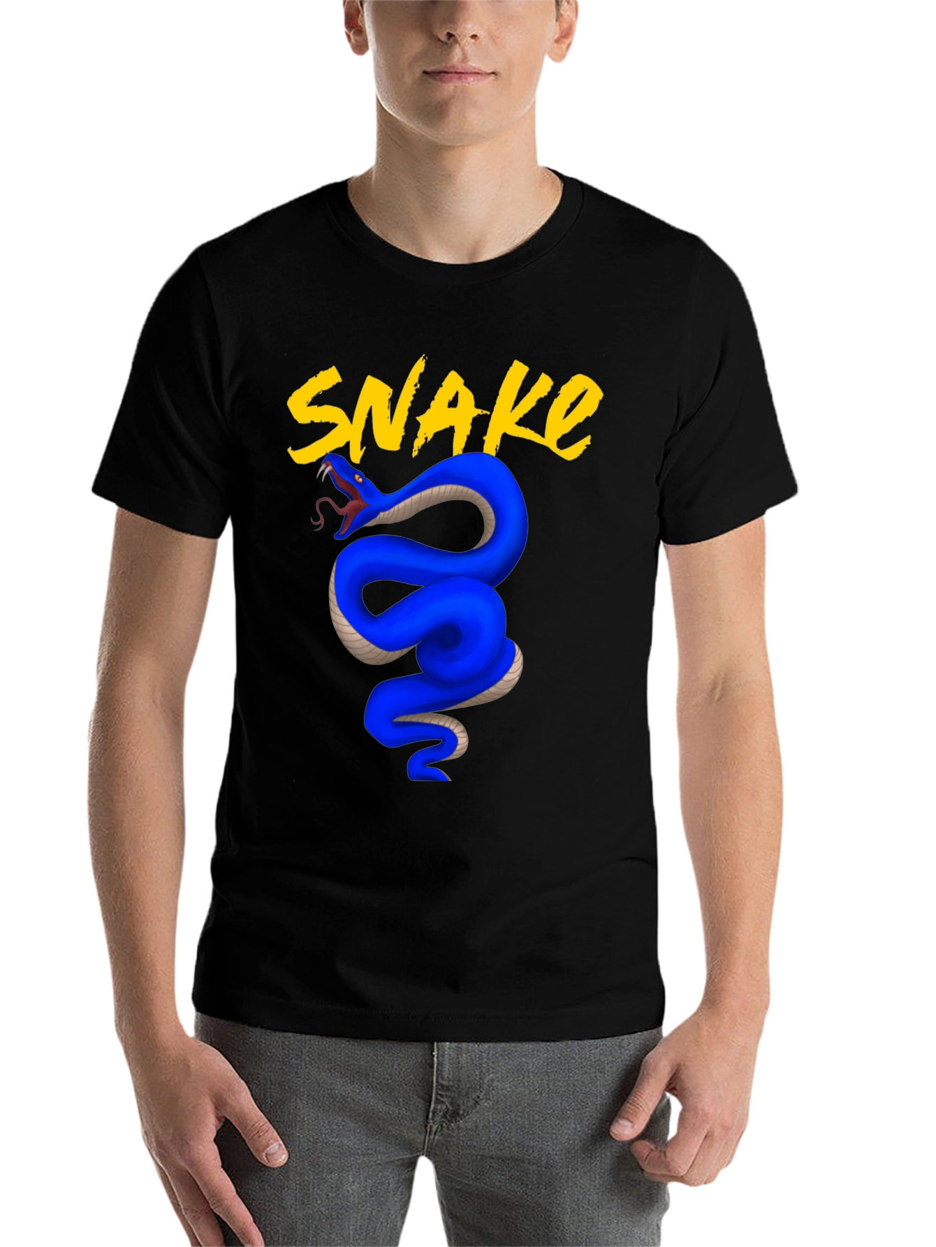 Black Blue Snake Graphic Tee - Bold & Stylish view 7