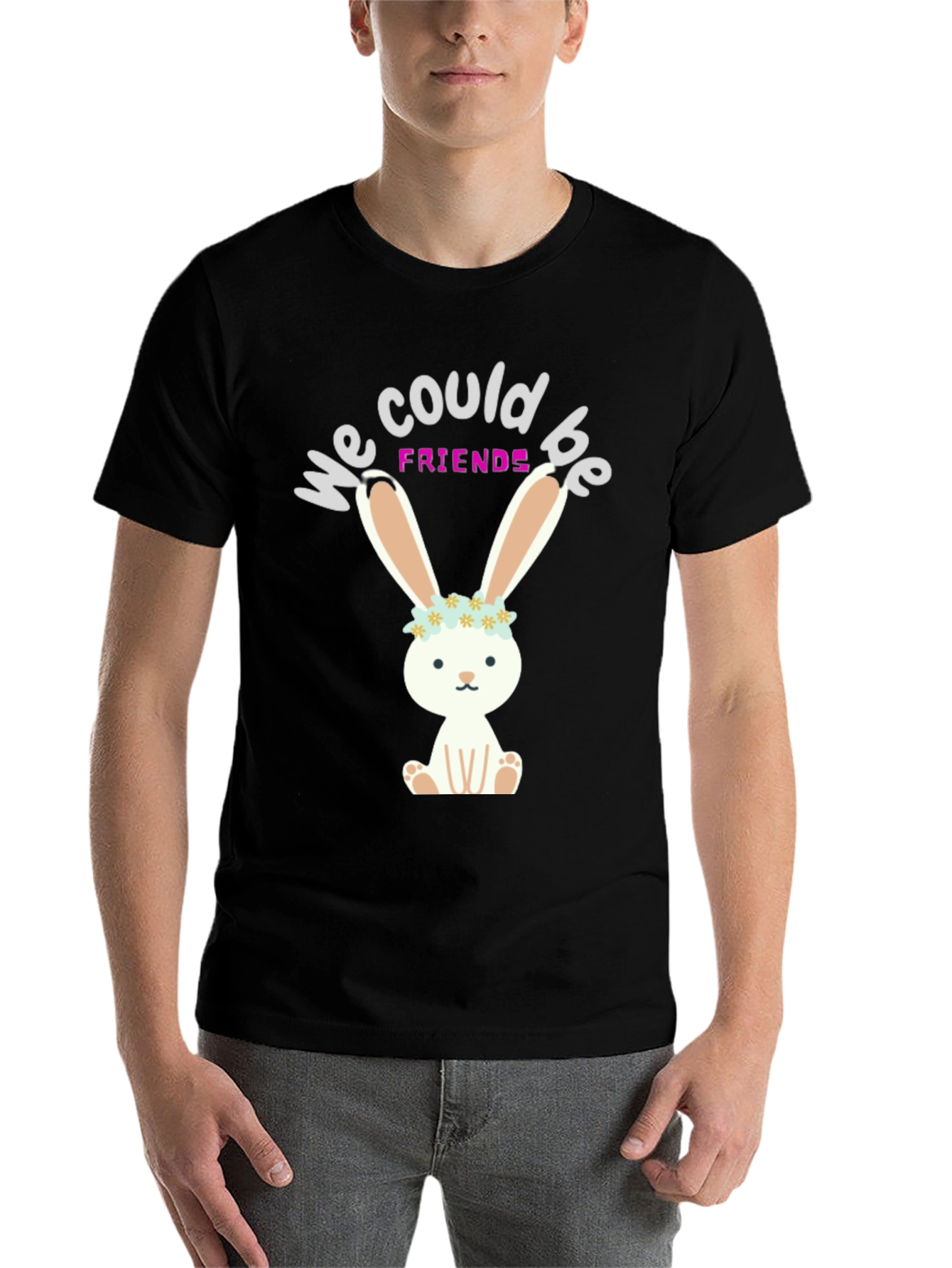 Black Bunny Friends Graphic T-Shirt view 7