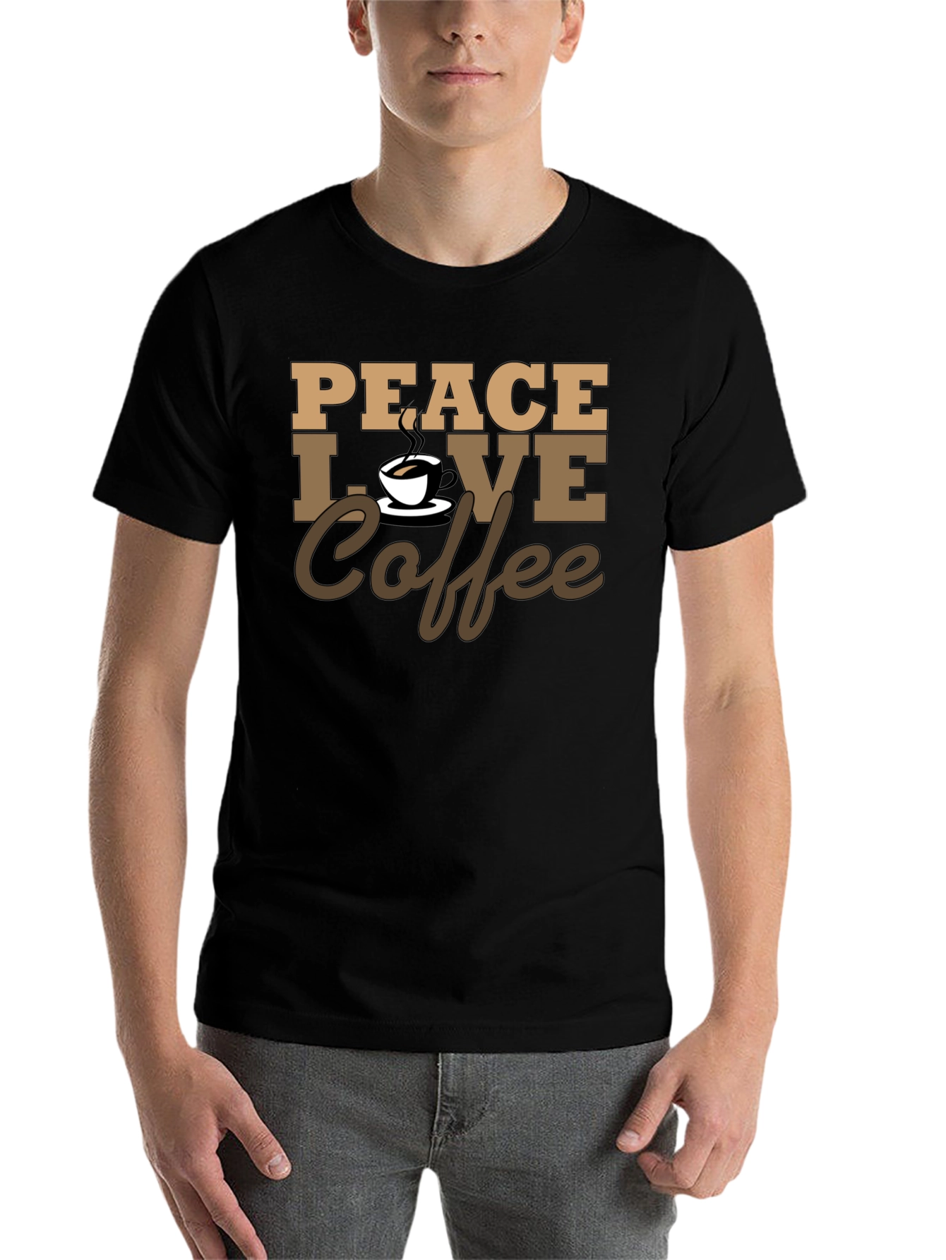Black Peace Love Coffee T-Shirt - Stylish Casual Tee view 7