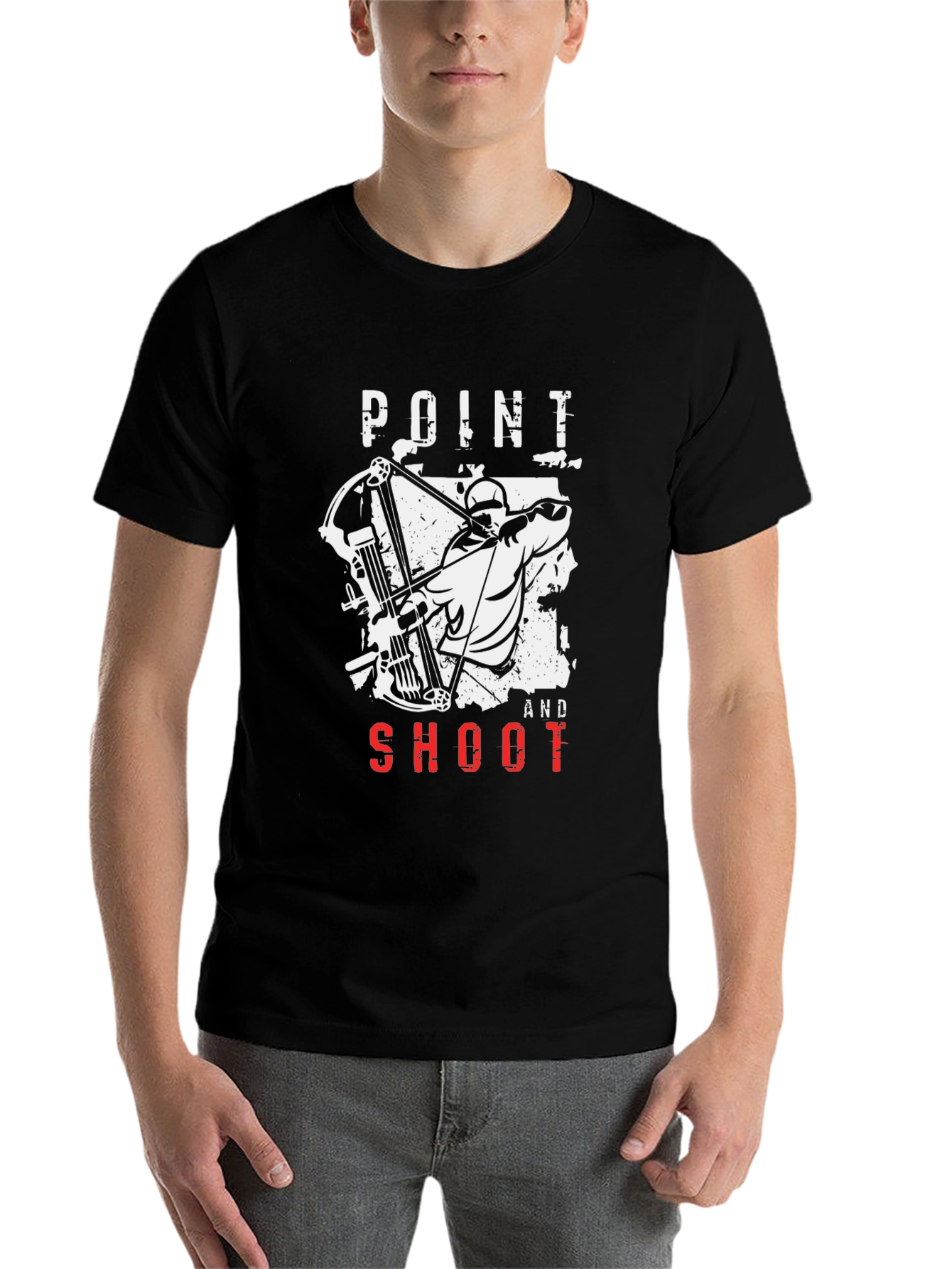 Black Point and Shoot Archer Graphic Tee - Black Cotton T-Shirt view 7