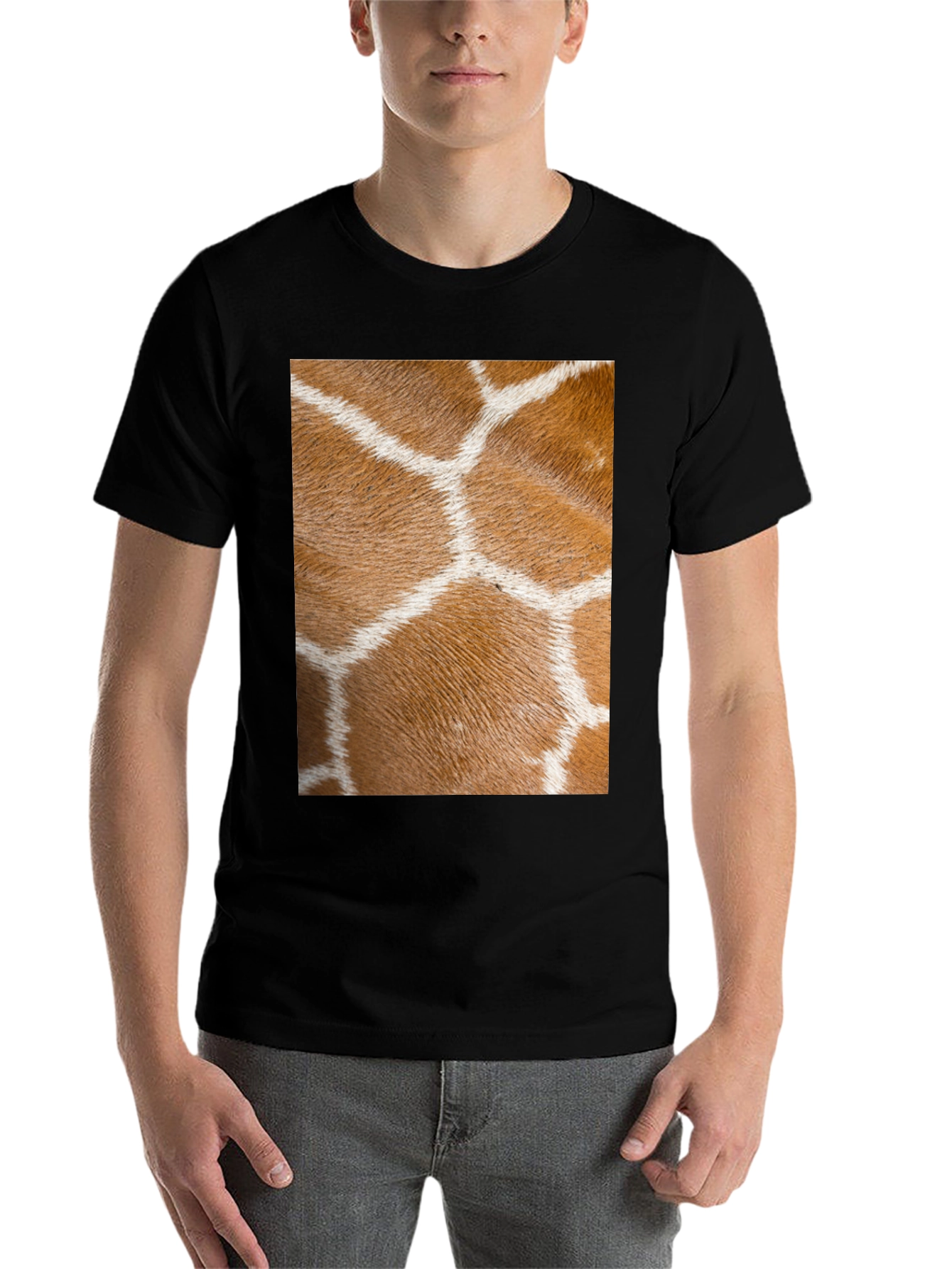 Black Giraffe Print Black T-Shirt view 7
