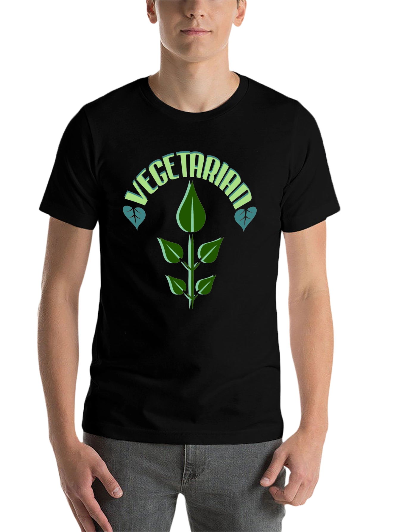 Black Vegetarian T-Shirt: Plant-Based Fashion view 7