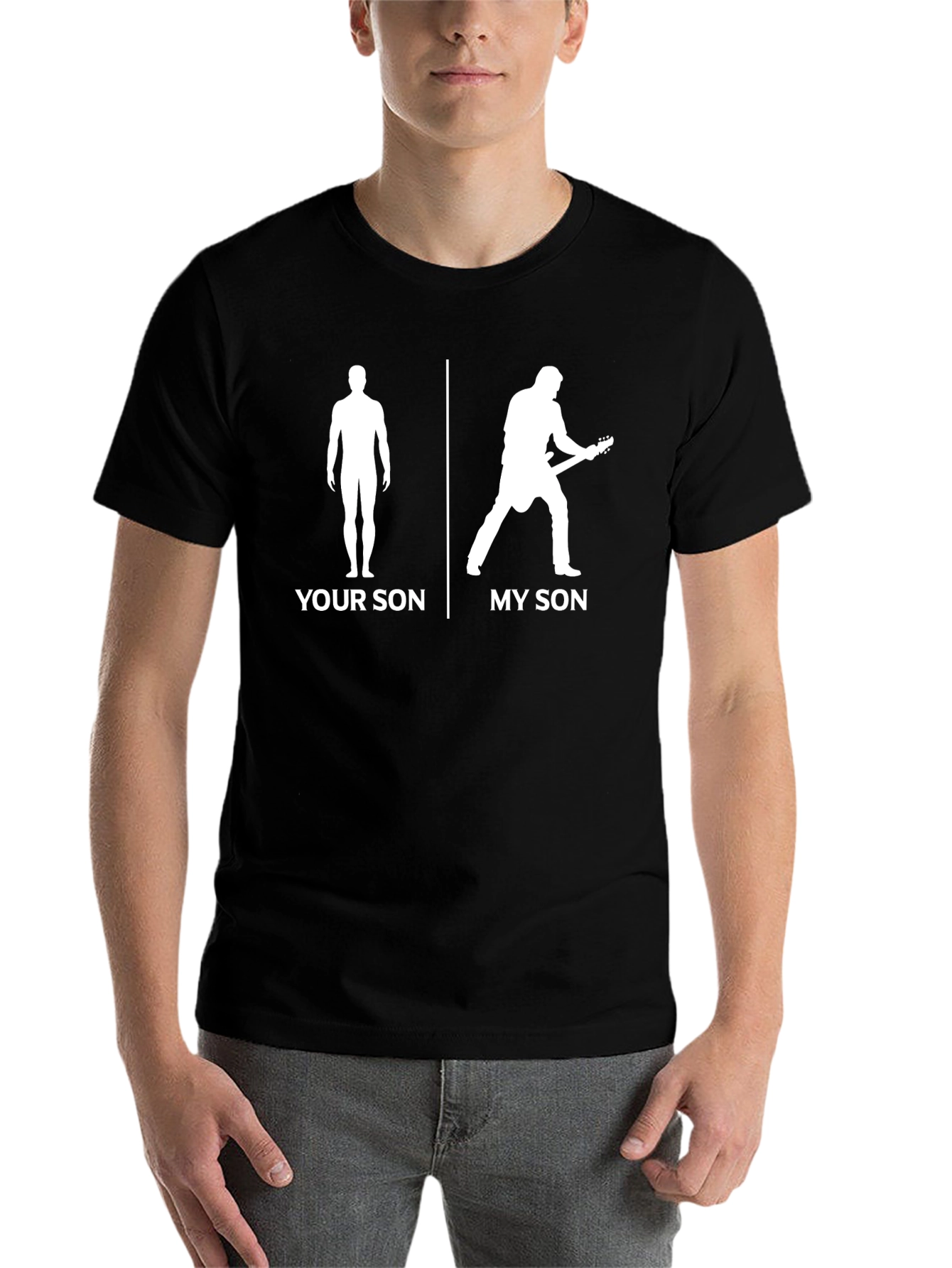 Black Your Son vs My Son Guitarist T-Shirt - Black view 7