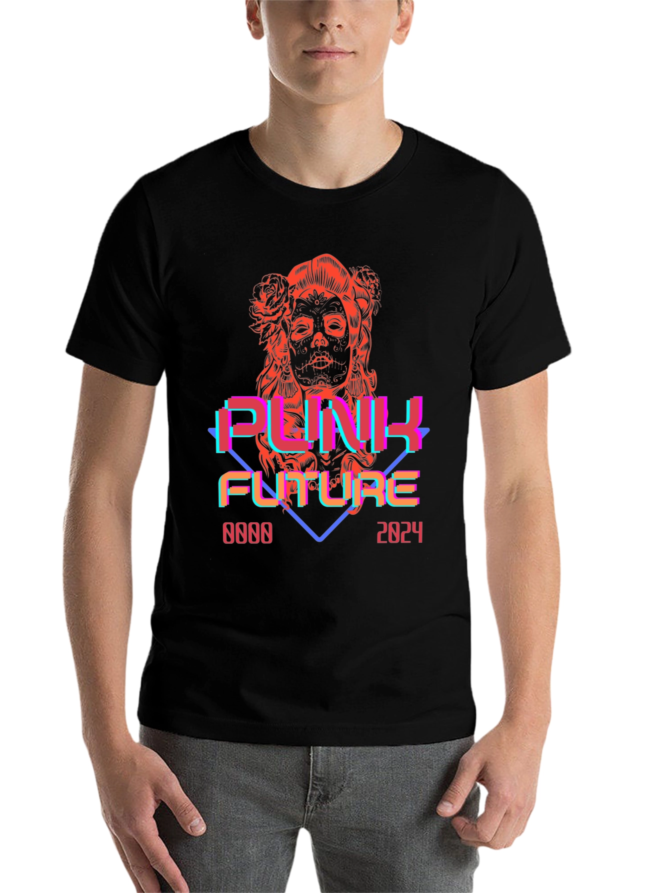 Black Punk Future Graphic Tee - Retro Cyberpunk Style view 7