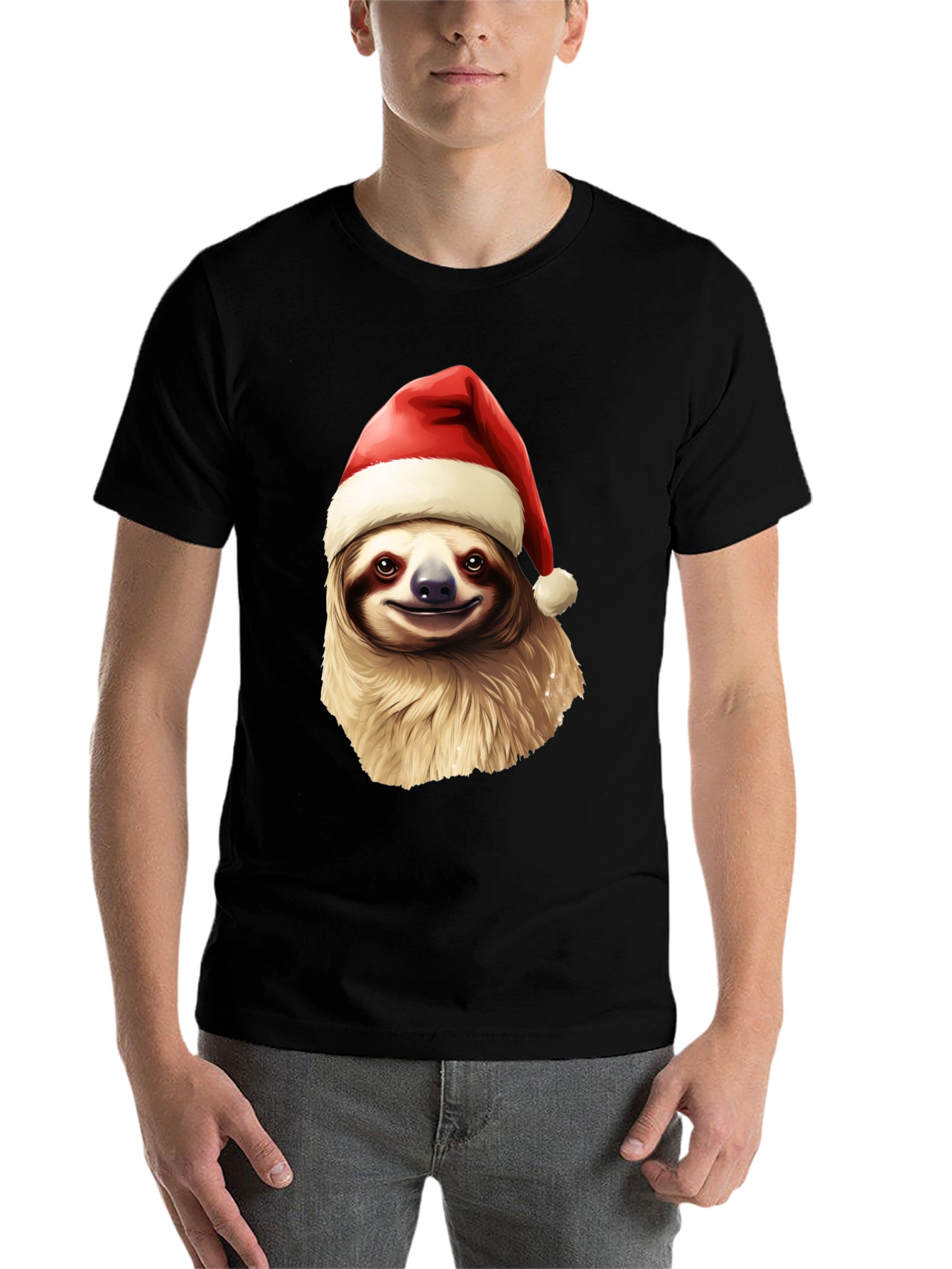Black Festive Sloth Christmas T-Shirt - Holiday Cheer view 7