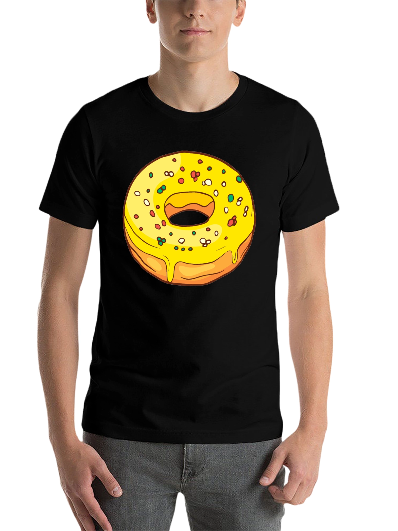 Black Donut Graphic T-Shirt - Black, Casual Wear view 7