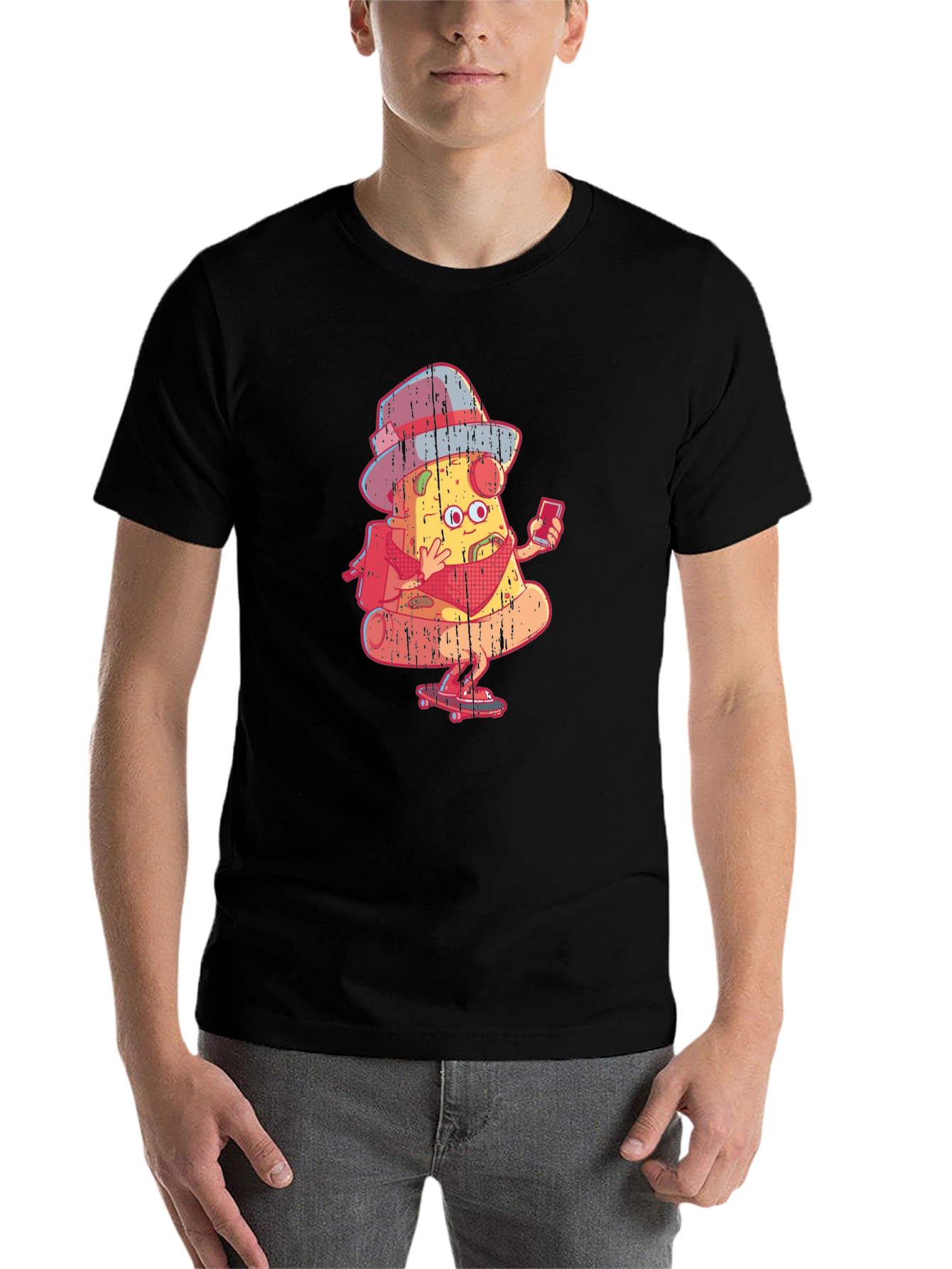 Black Pizza Slice Skater Graphic Tee view 7