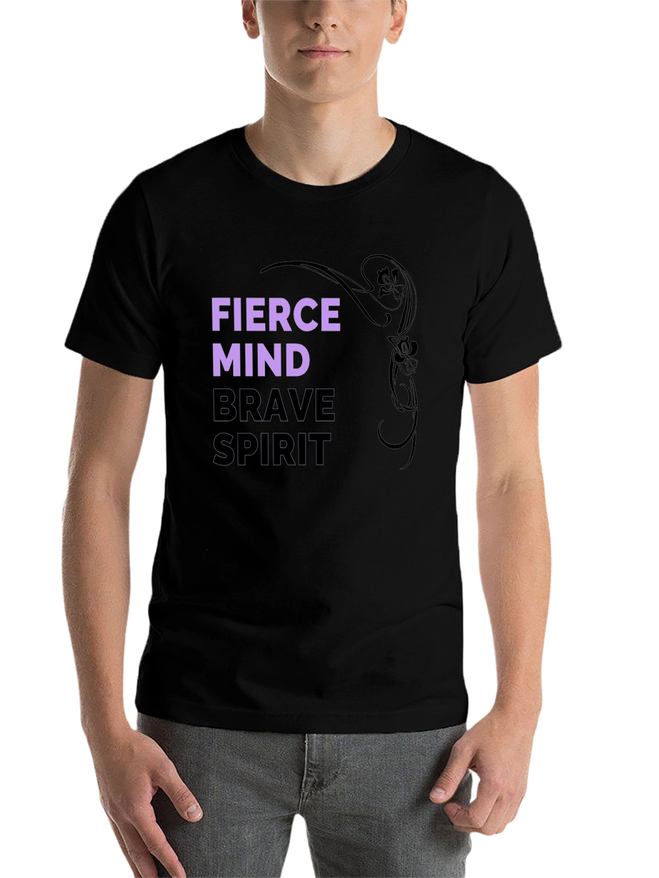 Black Fierce Mind Brave Spirit Graphic T-Shirt view 7