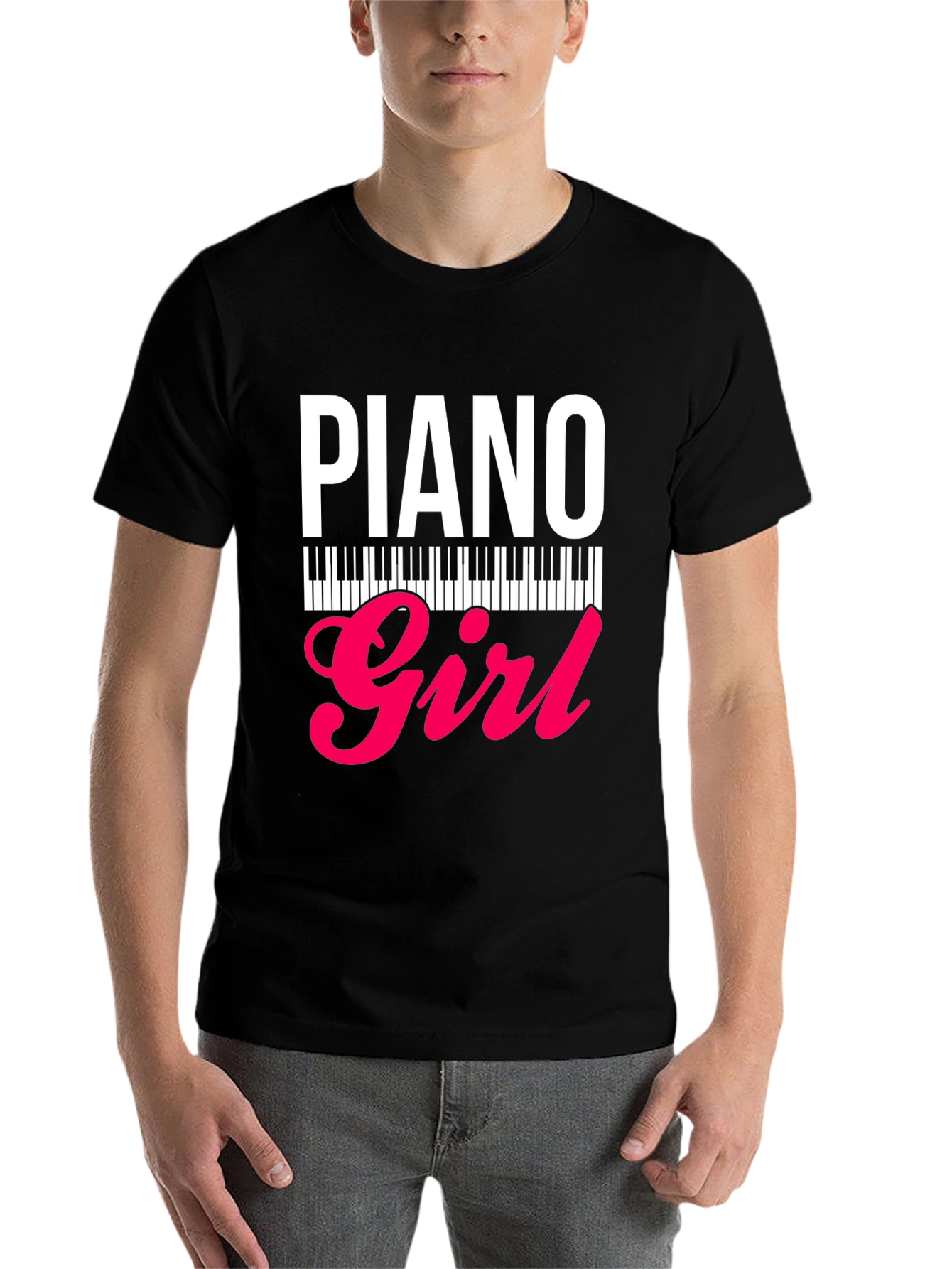 Black Piano Girl Graphic Tee - Musician's Style view 7