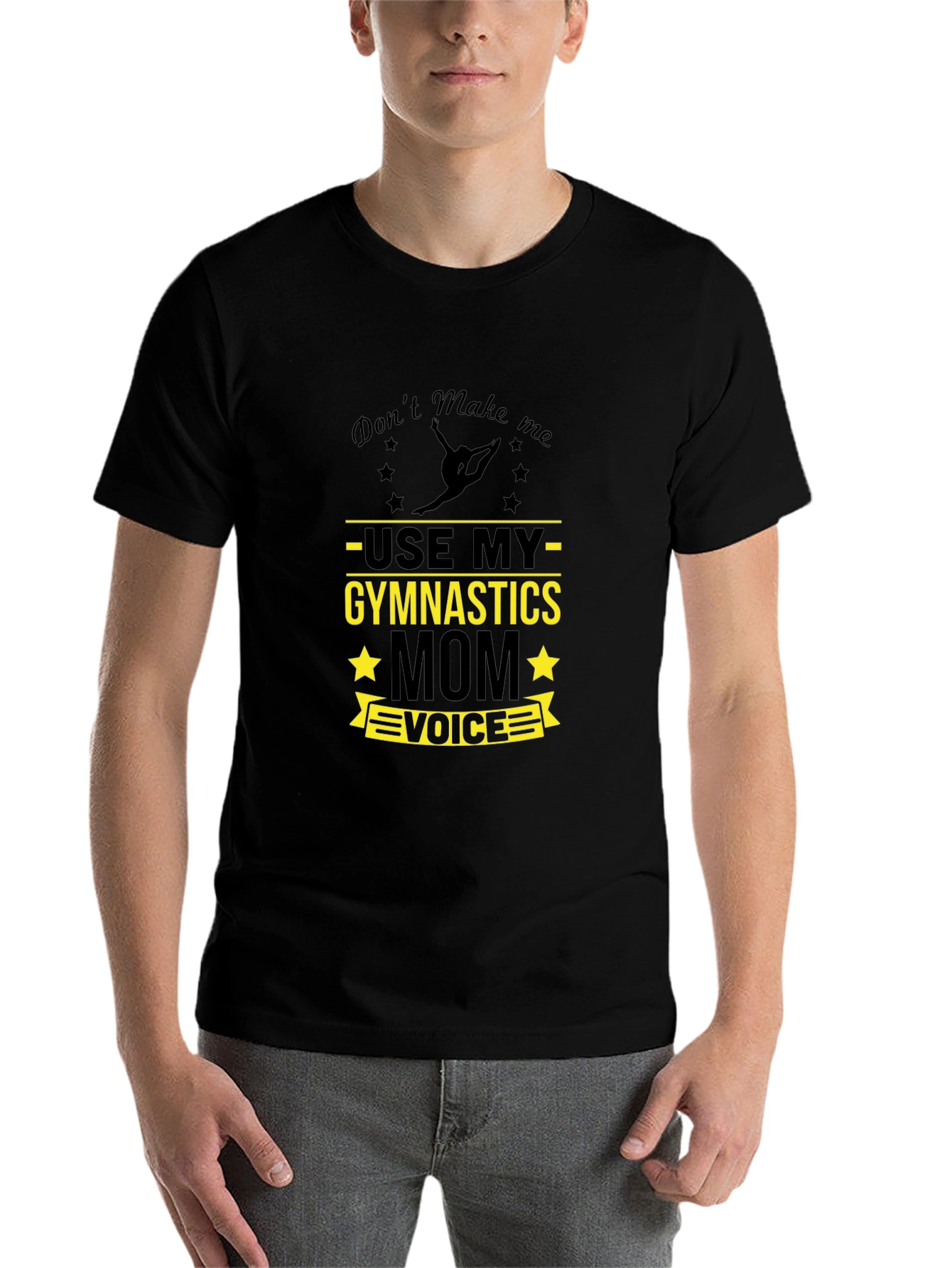 Black Gymnastics Mom Voice T-Shirt - Funny Gymnast Tee view 7