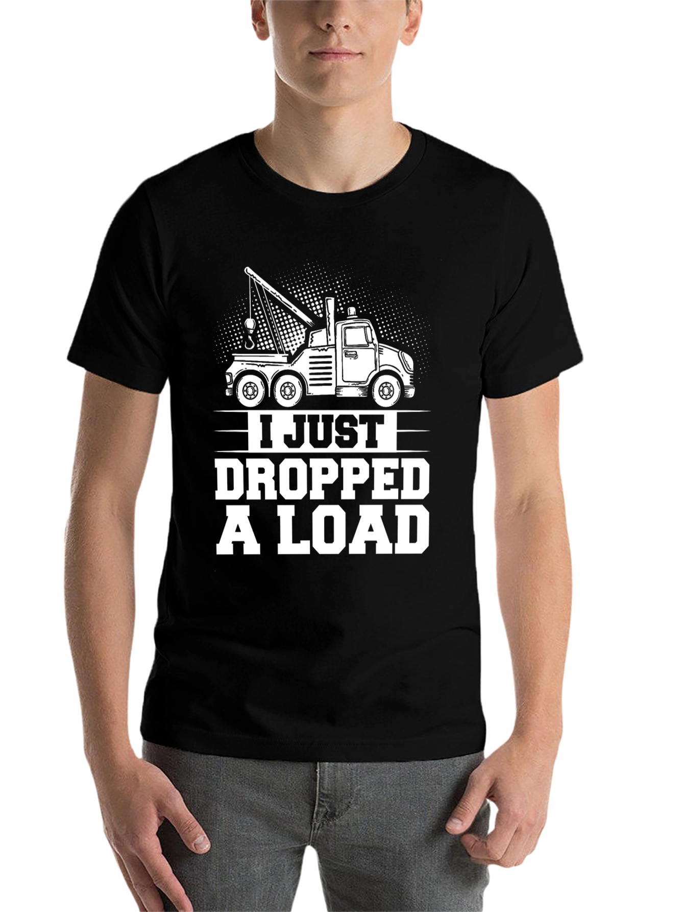 Black I Just Dropped A Load Tow Truck Graphic T-Shirt view 7