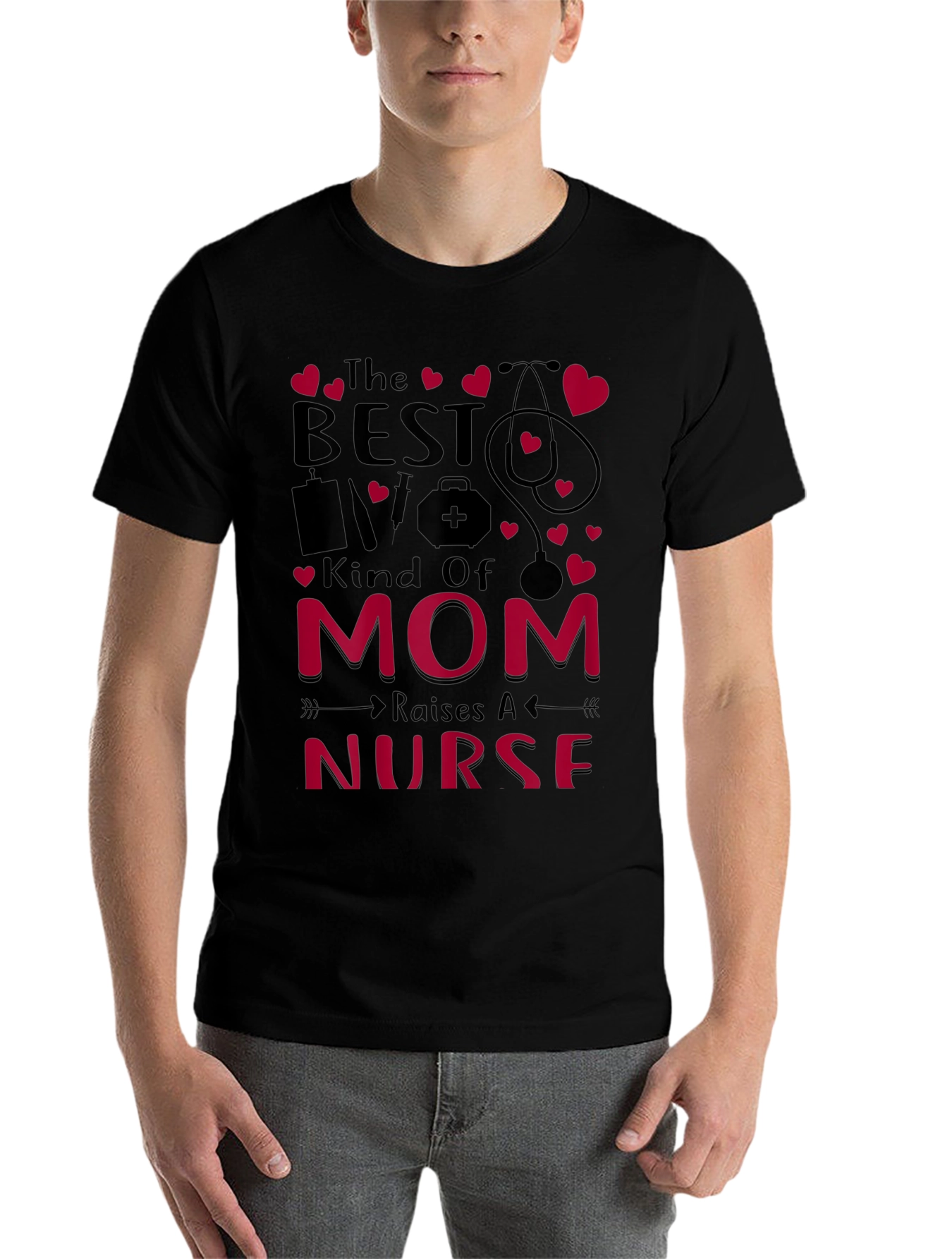 Black Best Mom Raises A Nurse T-Shirt view 7