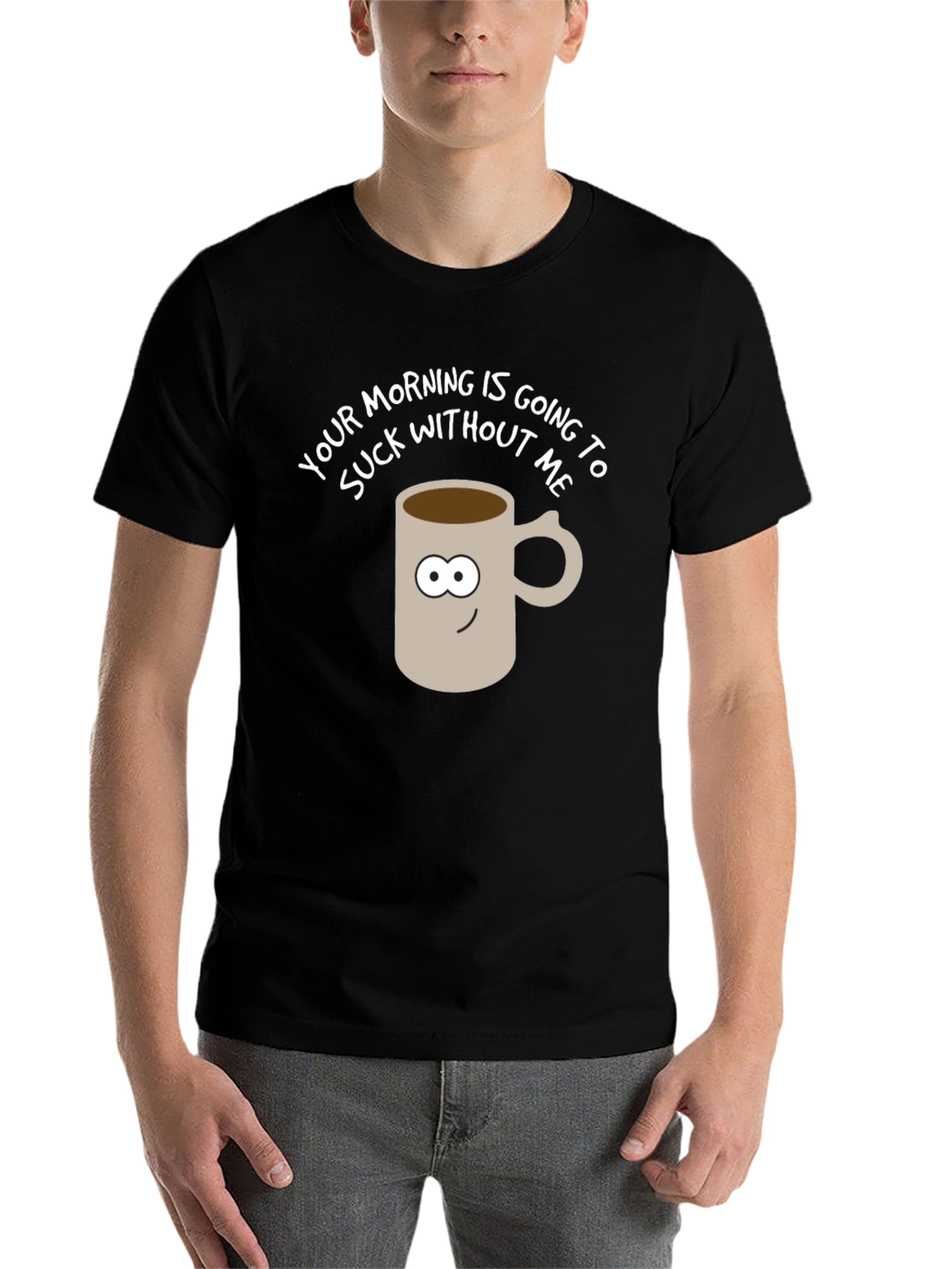 Black Funny Coffee Mug Graphic Tee - Your Morning Sucks! view 7