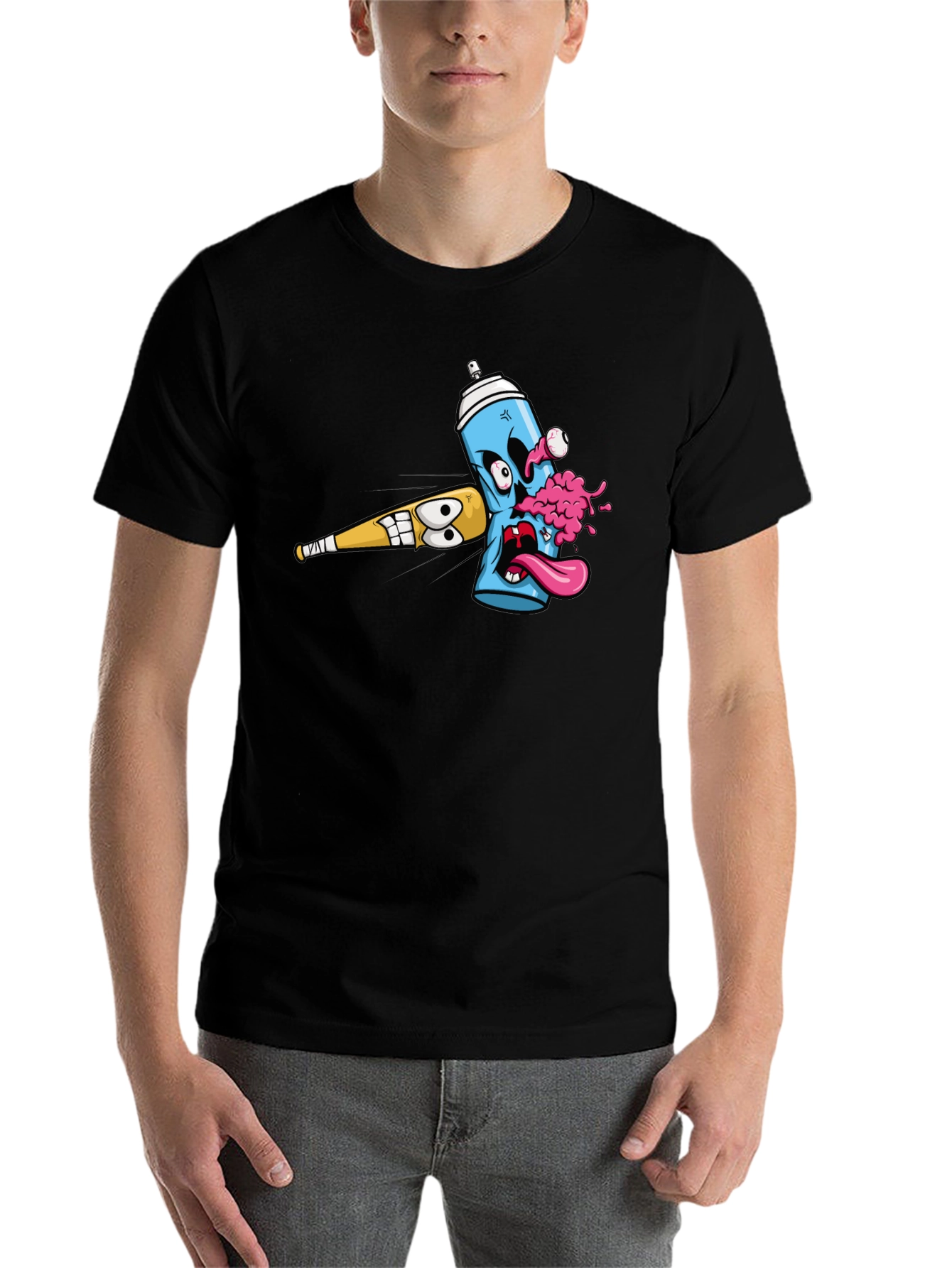 Black Cartoon Graffiti Graphic Tee view 7