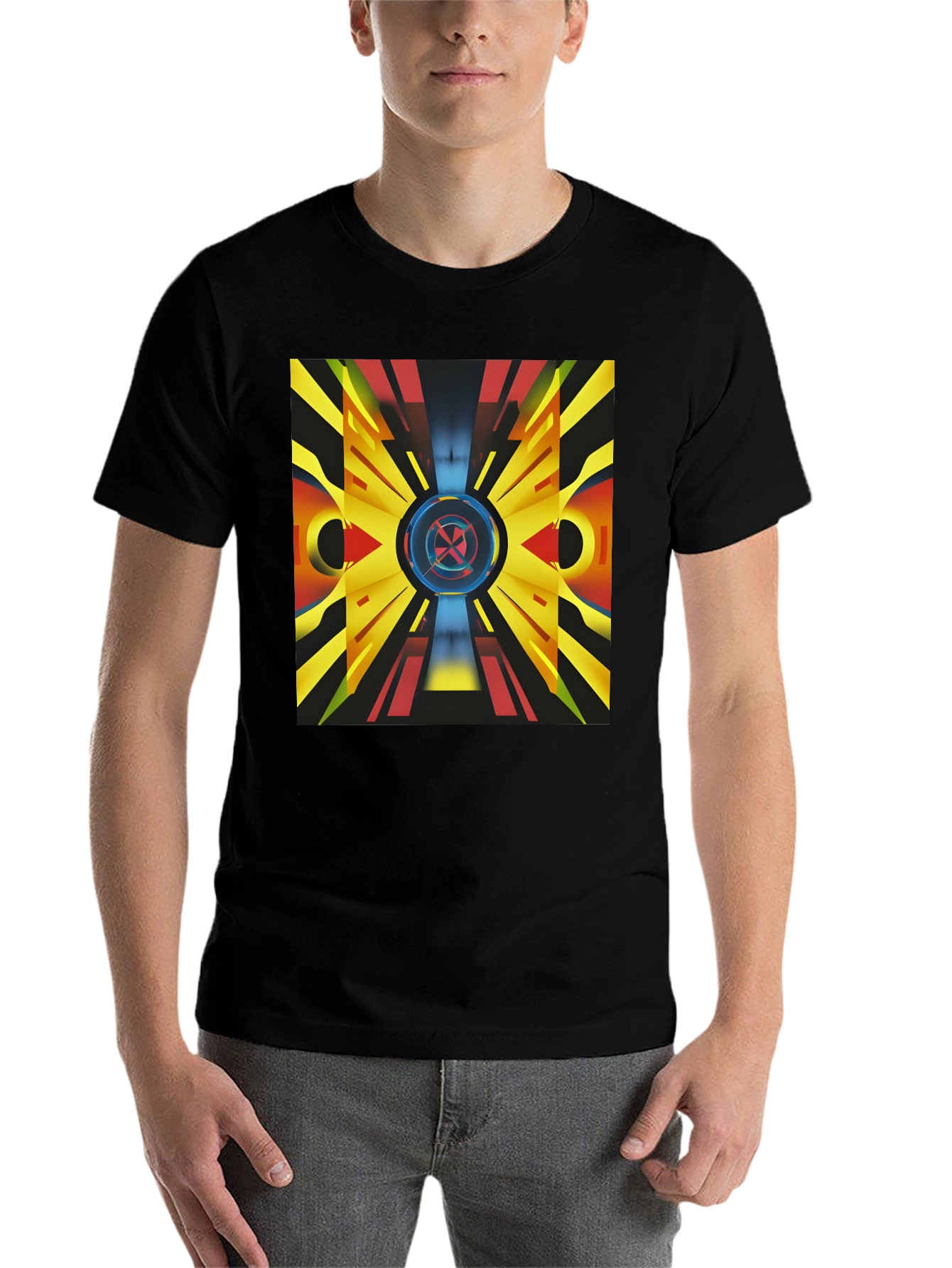 Black Abstract Geometric Graphic Print Tee view 7