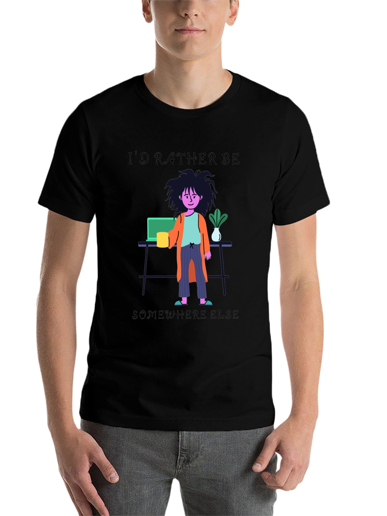 Black I'd Rather Be Elsewhere T-Shirt view 7