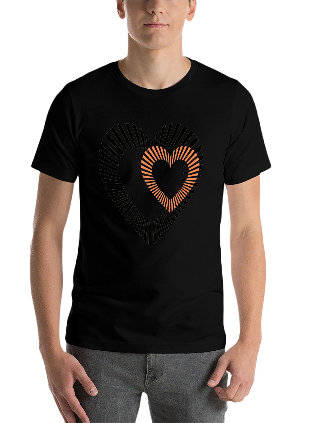 Black Stylish Heart Graphic Black T-Shirt view 7