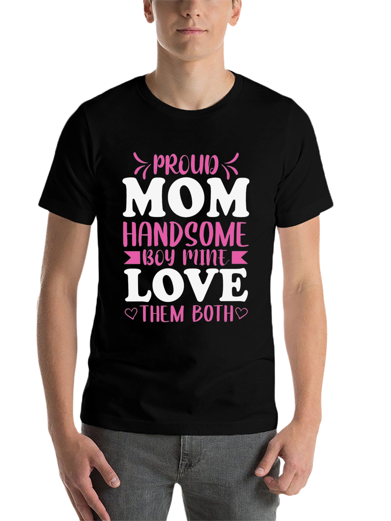 Black Proud Mom Handsome Boy Love T-Shirt view 7