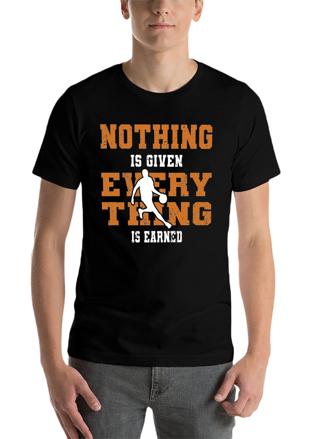 Black Basketball Nothing Given Everything Earned T-Shirt view 7