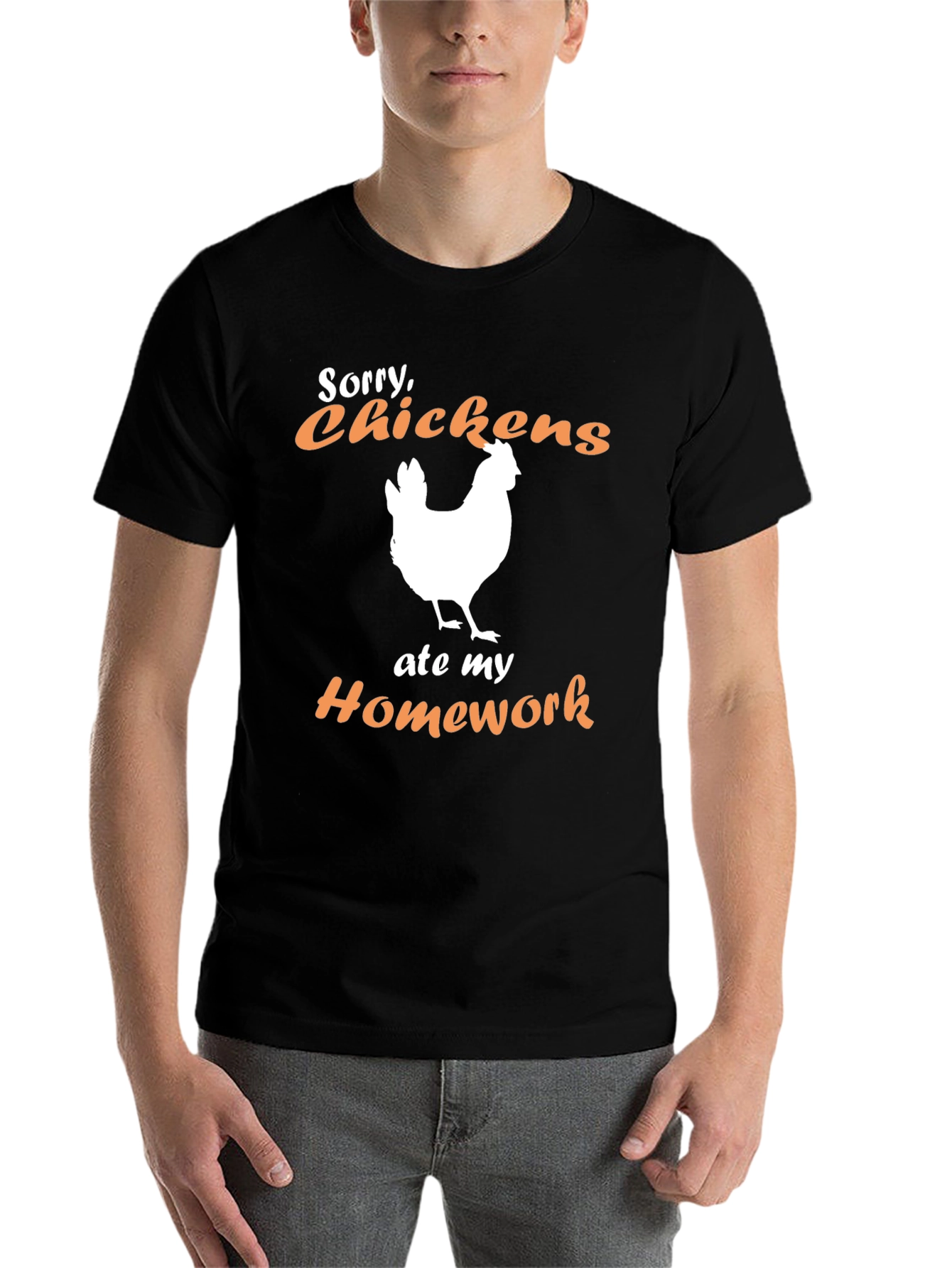 Black Funny Chicken Ate My Homework Graphic T-Shirt view 7