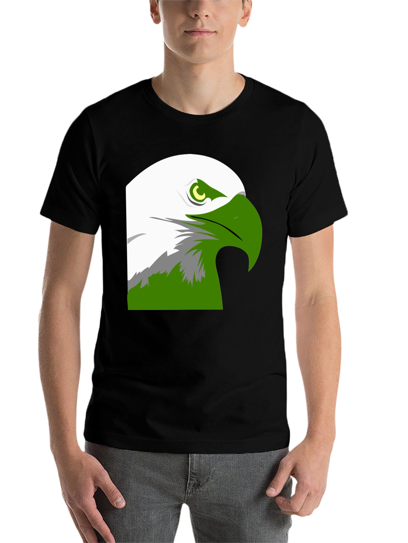 Black Bold Eagle Graphic Tee - Black Cotton Blend view 7