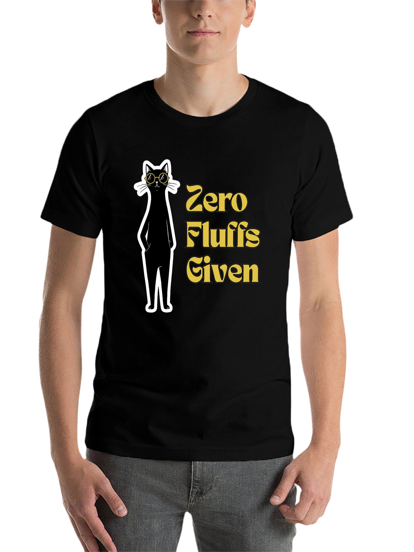 Black Zero Fluffs Given Cat Graphic T-Shirt view 7