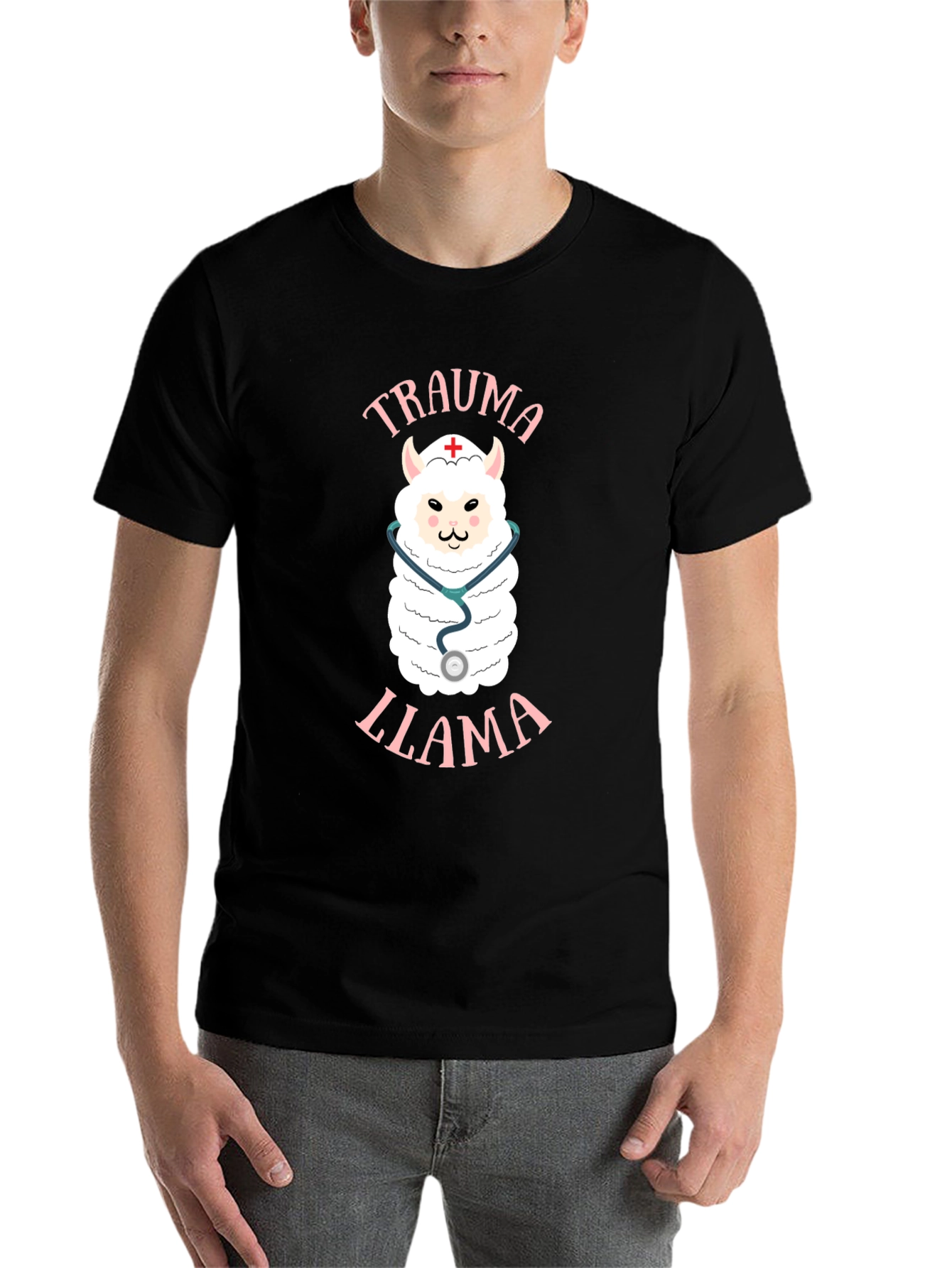 Black Trauma Llama T-Shirt - Nurse Alpaca Tee view 7