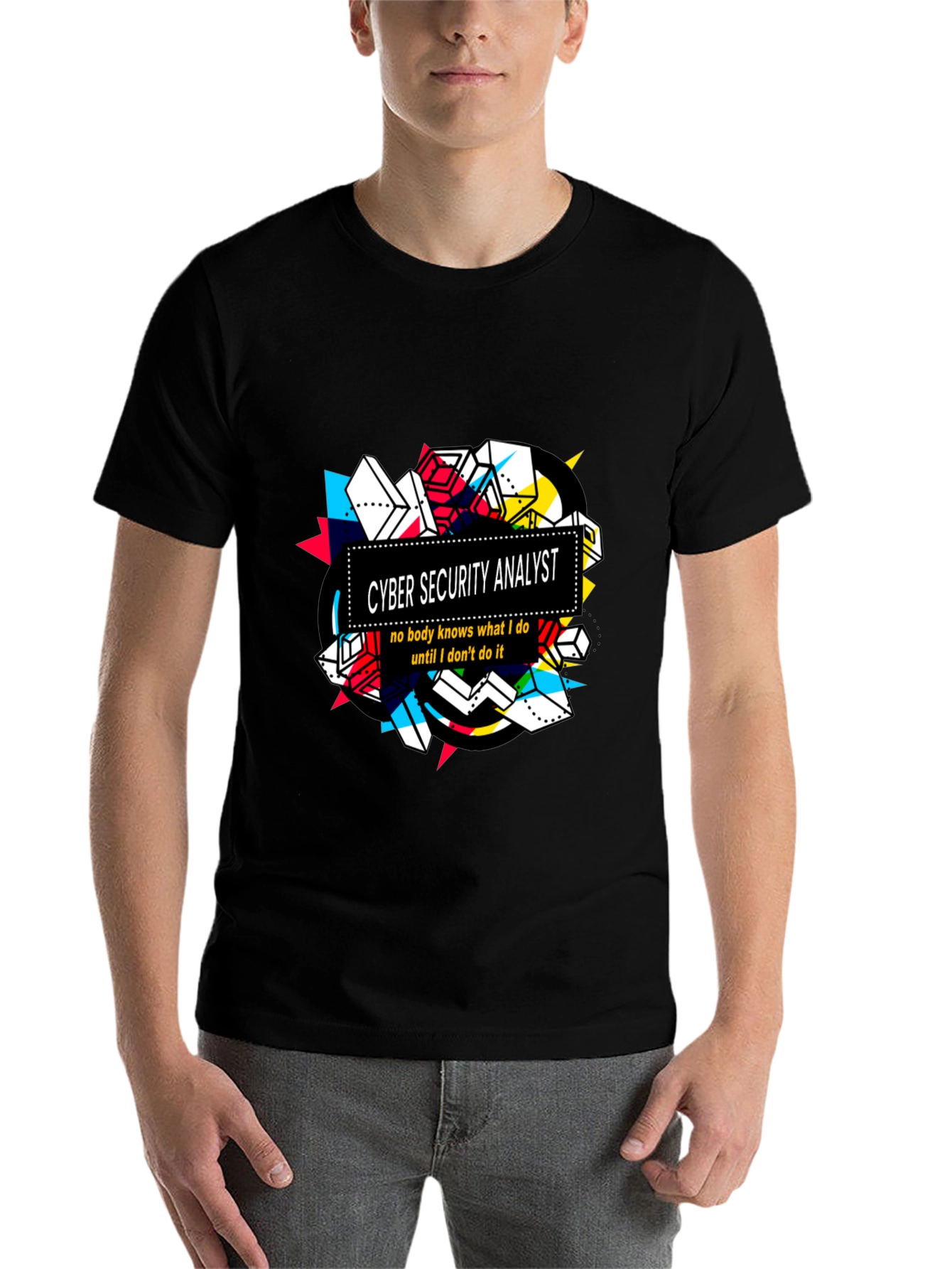 Black Cyber Security Analyst Graphic T-Shirt view 7