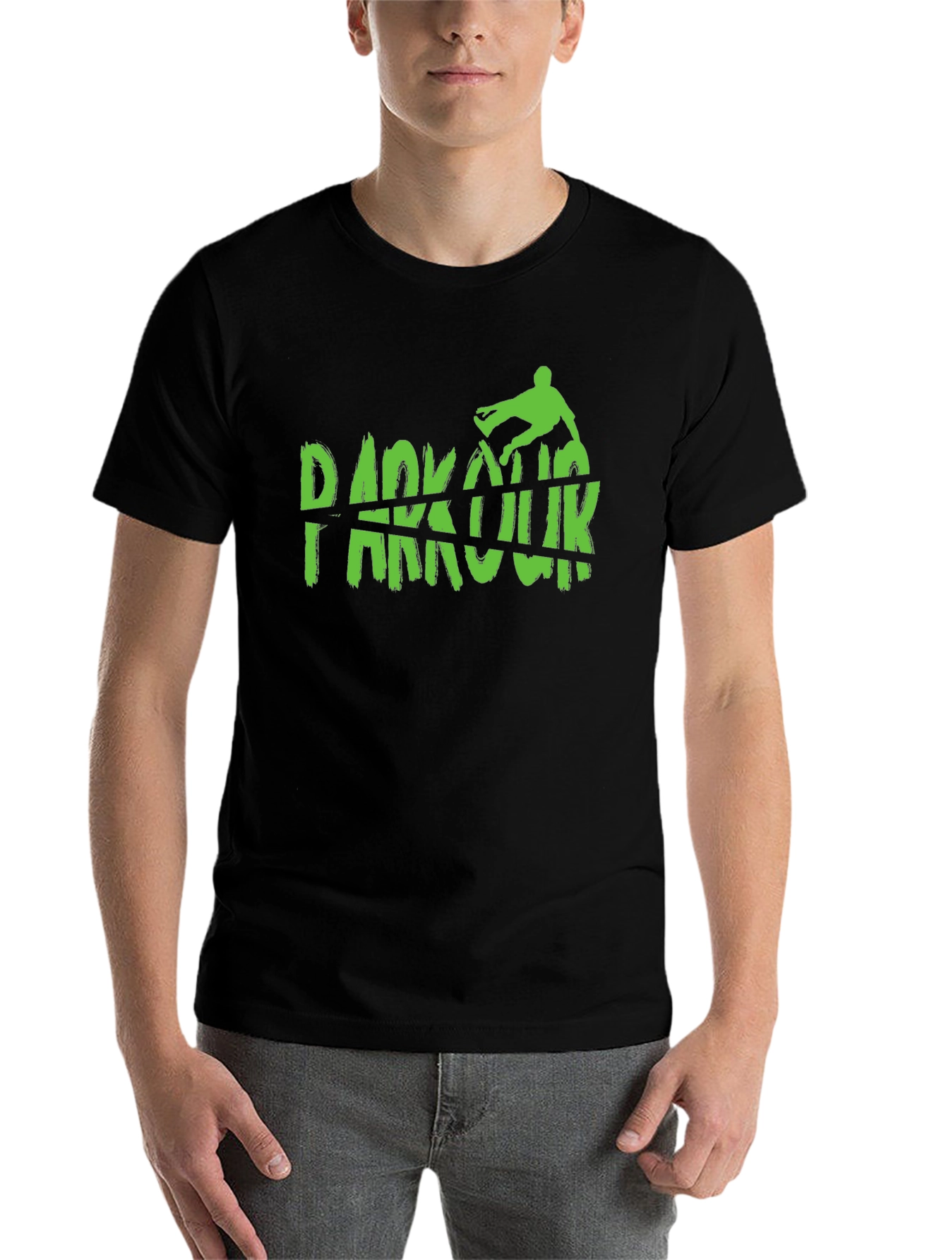 Black Parkour Graphic Black T-Shirt view 7