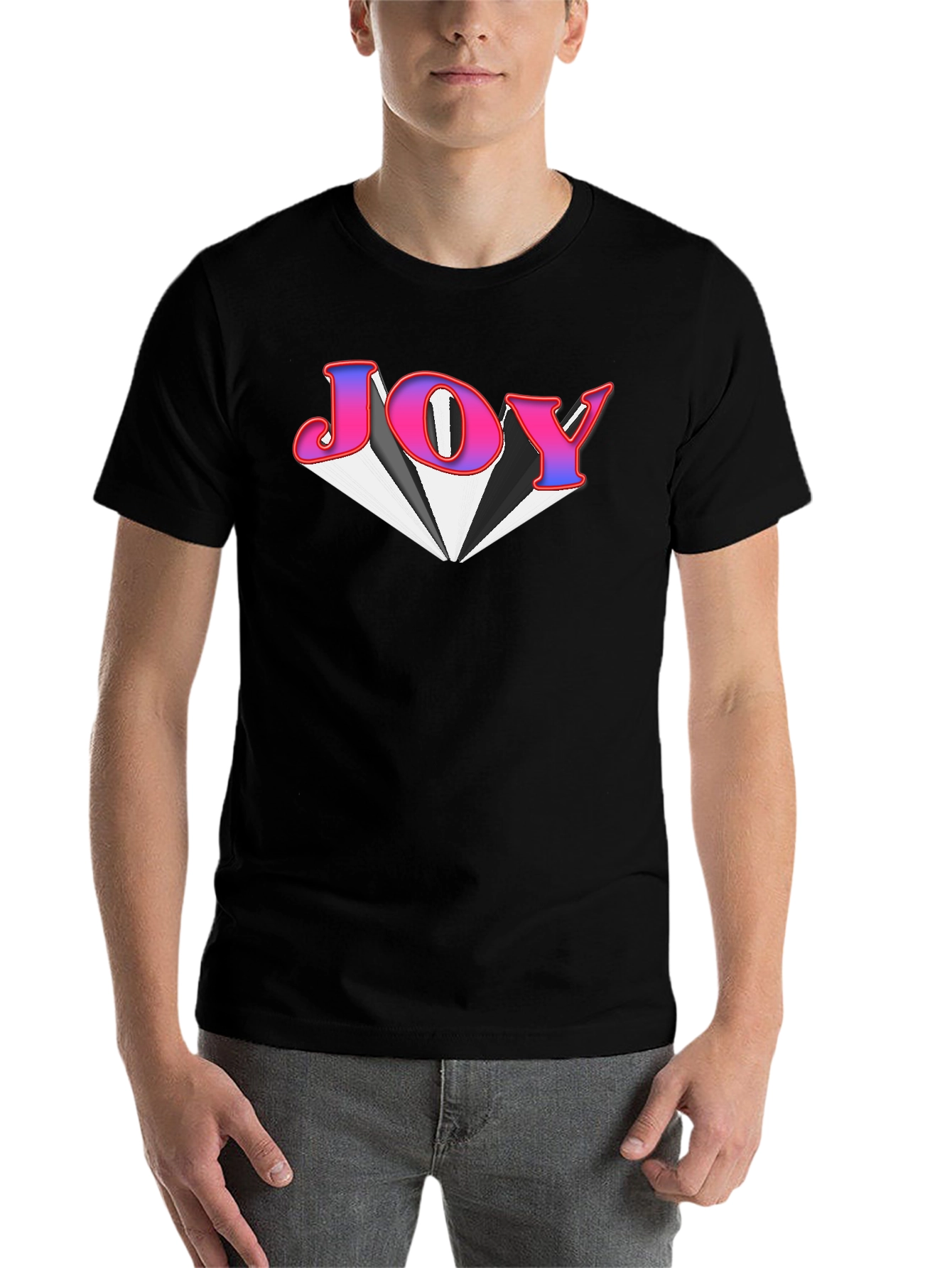 Black Joy Graphic Tee - Black Cotton Blend T-Shirt view 7