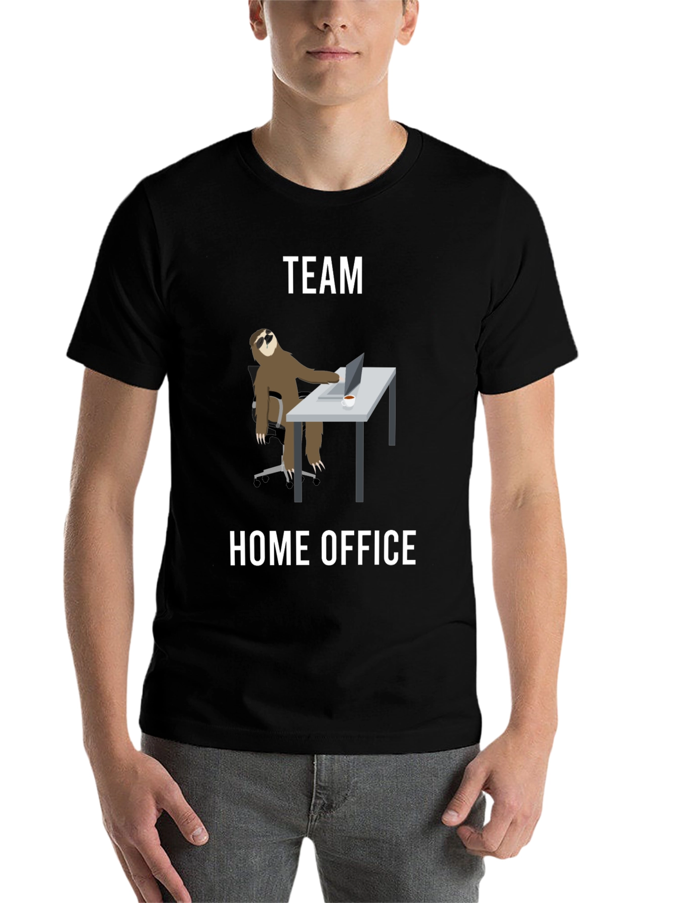 Black Team Home Office Sloth T-Shirt - Funny Work From Home Tee view 7