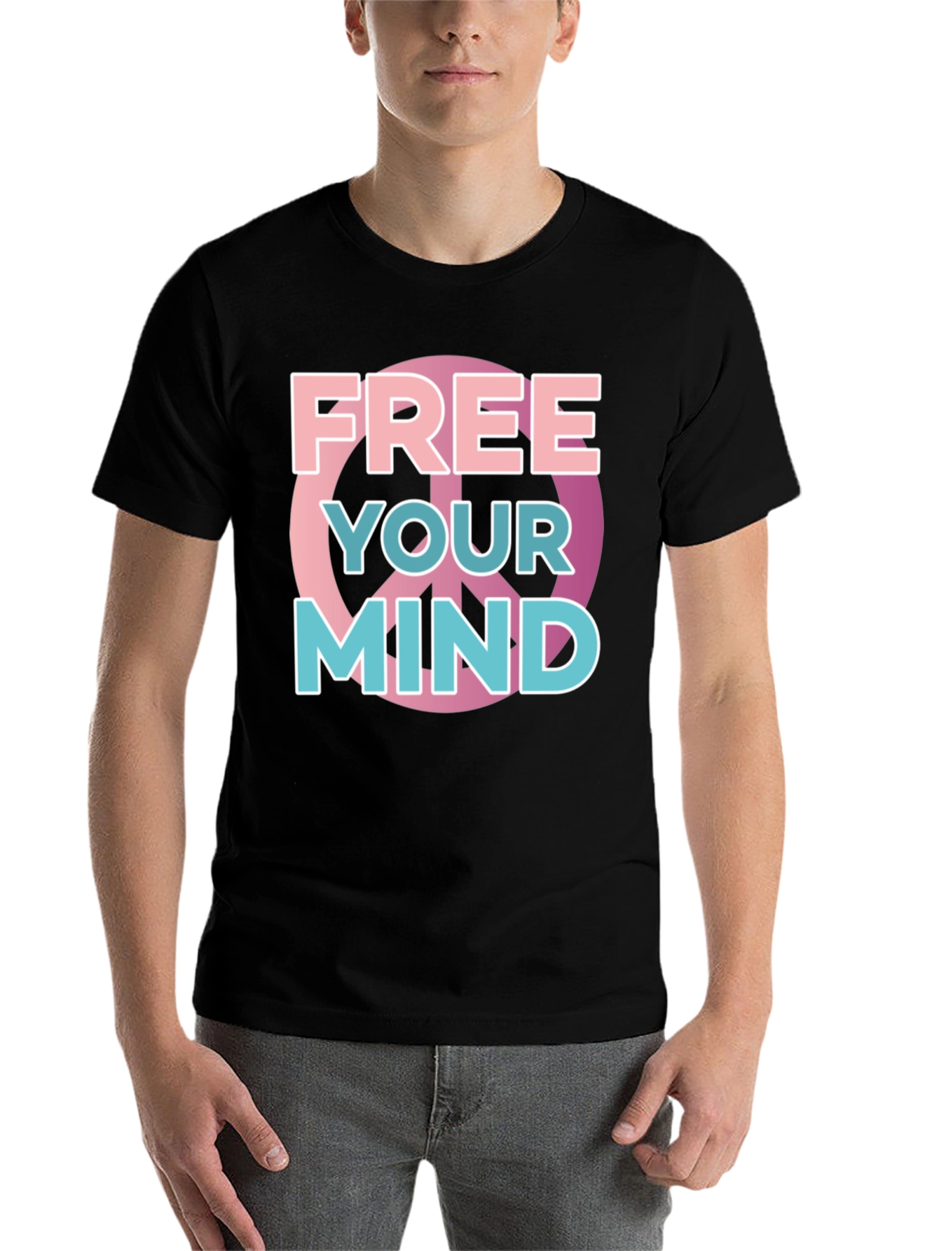 Black Free Your Mind Graphic Tee - Black Cotton Blend view 7