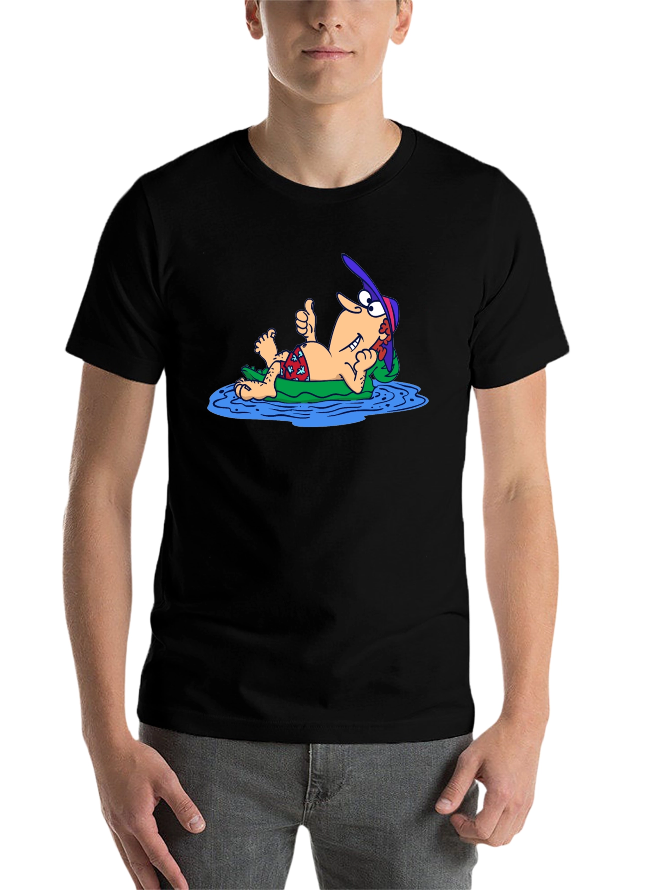 Black Funny Cartoon Relaxing T-Shirt view 7