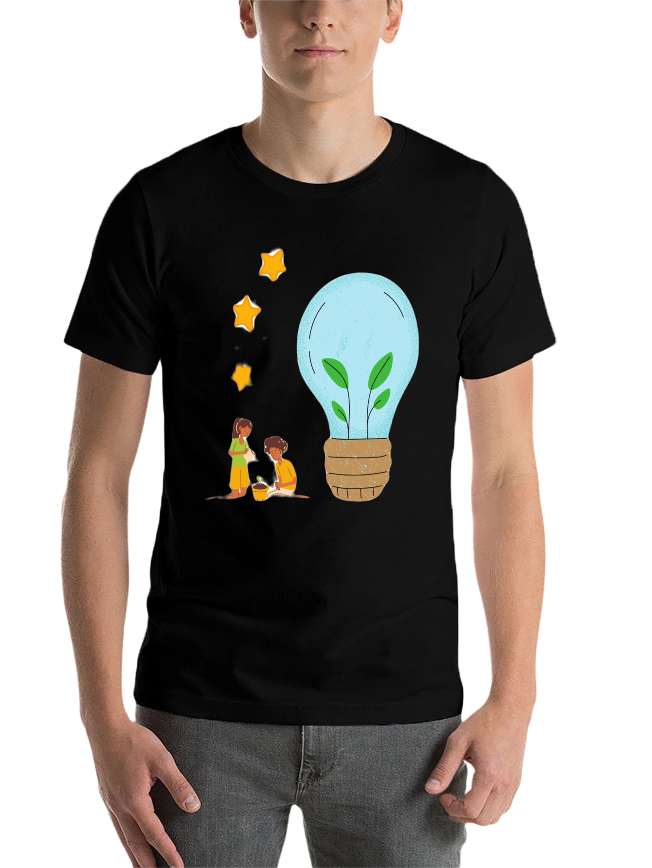 Black Eco-Friendly Graphic Tee - Plant a Brighter Future view 7