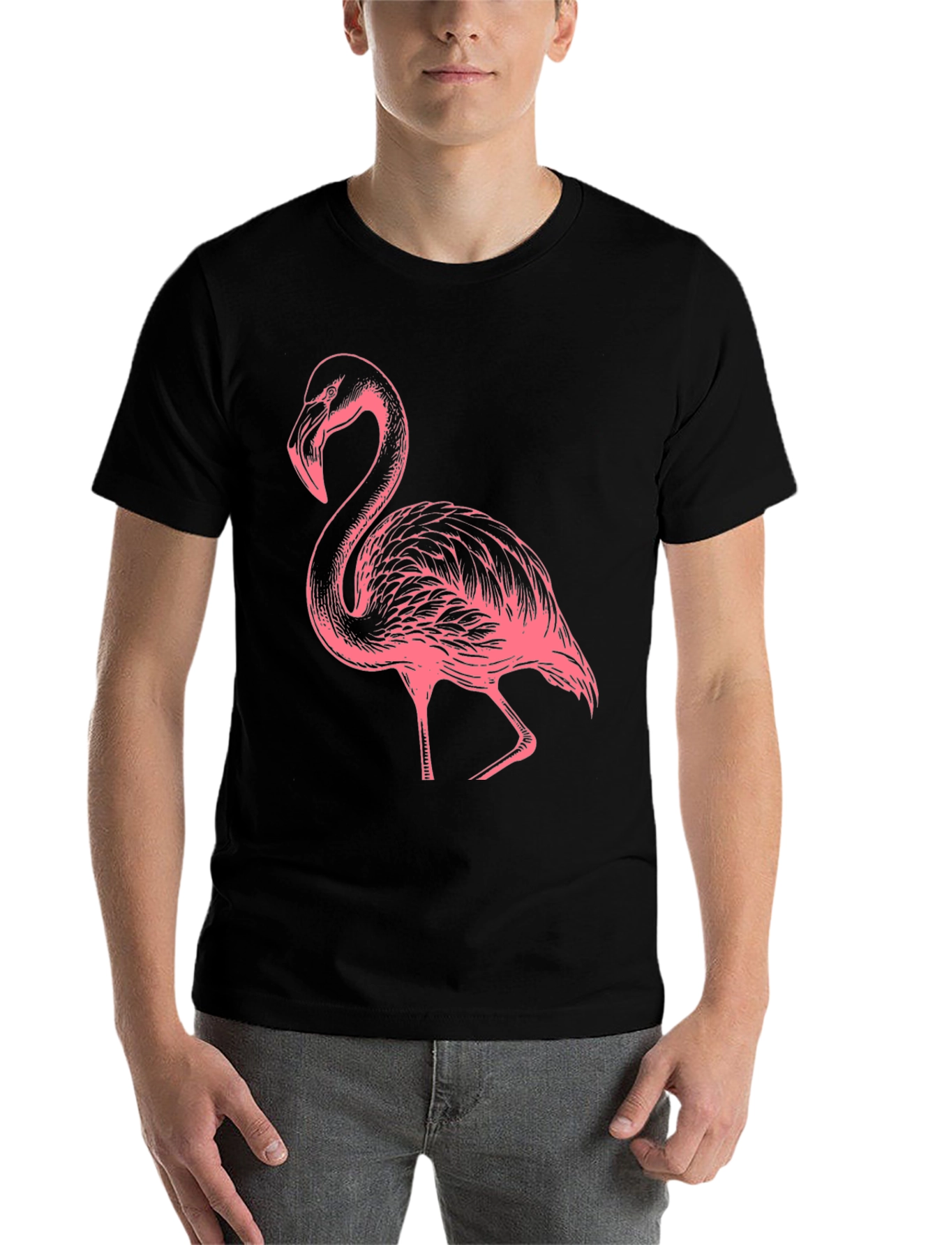 Black Flamingo Graphic Tee - Black Casual Shirt view 7