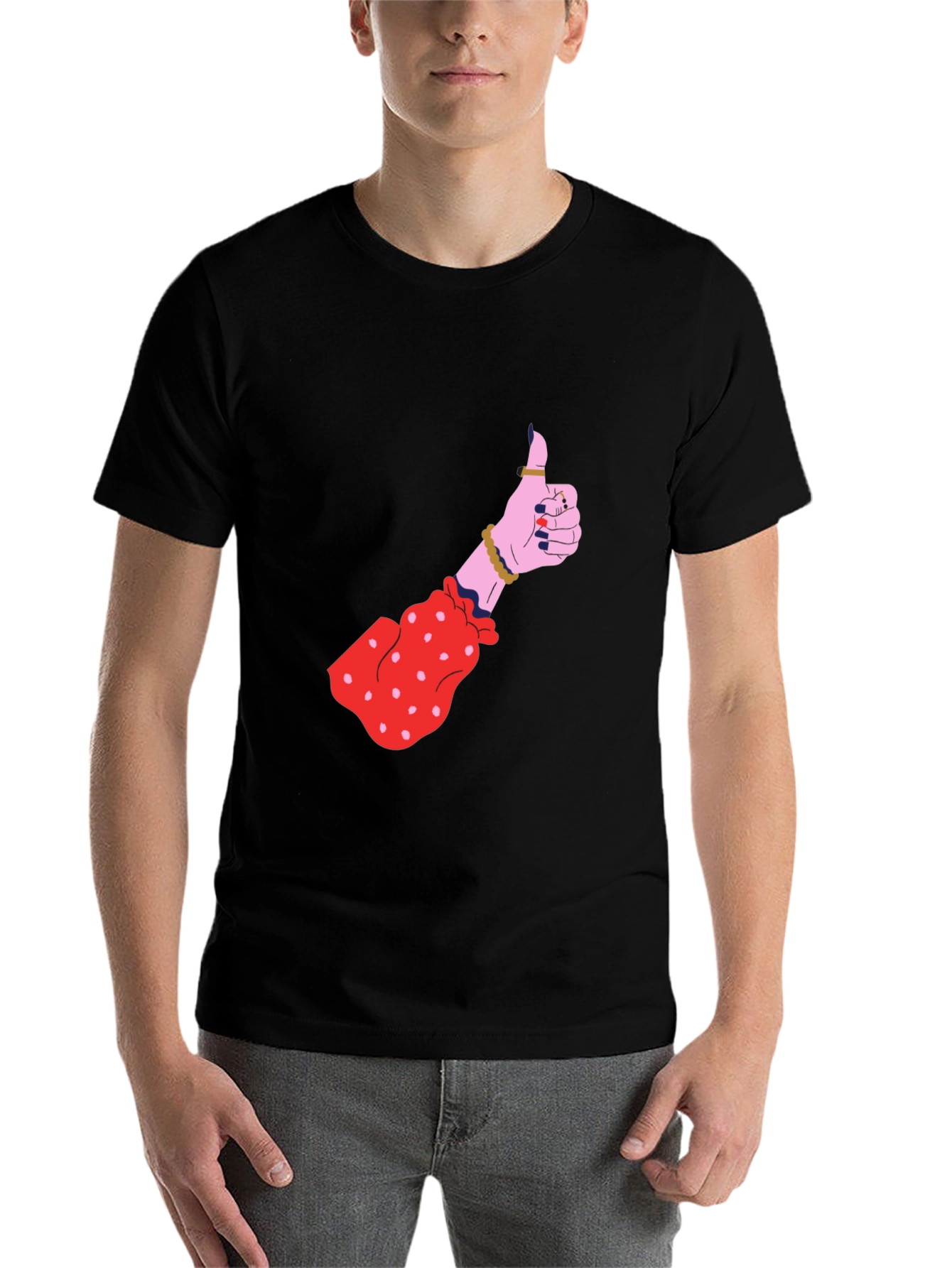 Black Thumbs Up Graphic Tee - Black view 7