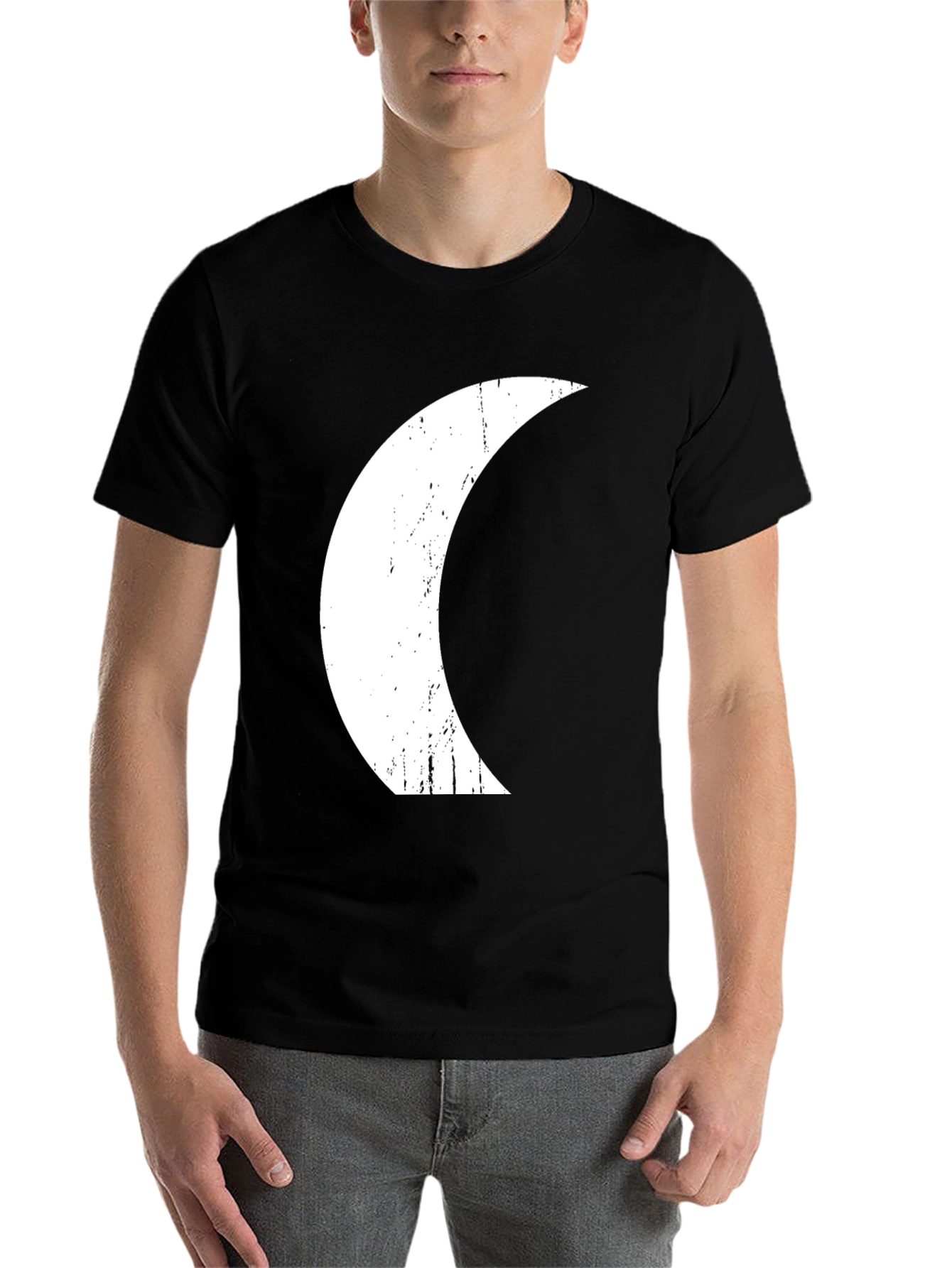Black Crescent Moon Graphic Black T-Shirt view 7
