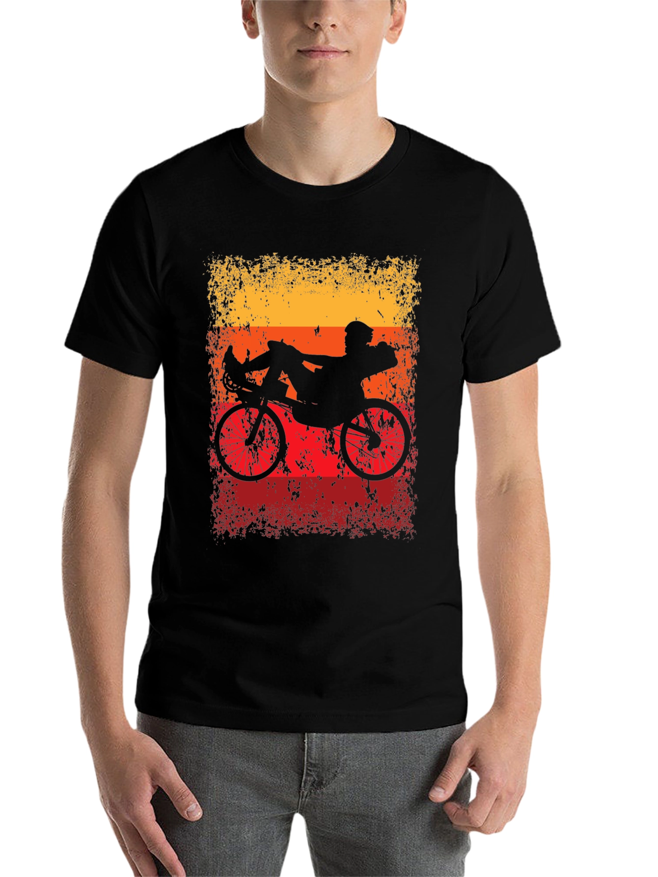 Black Recumbent Bike Silhouette Graphic Tee view 7