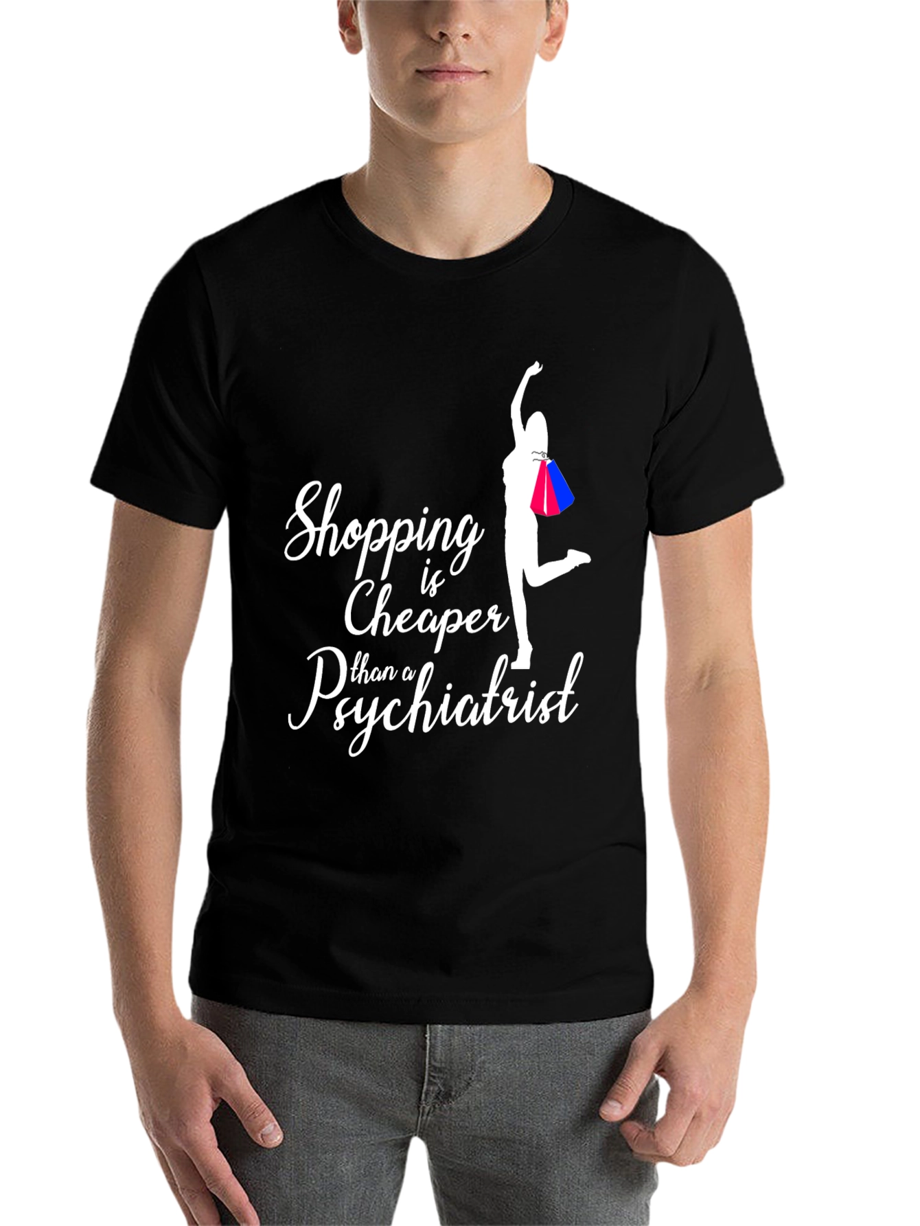 Black Shopping is Cheaper T-Shirt view 7