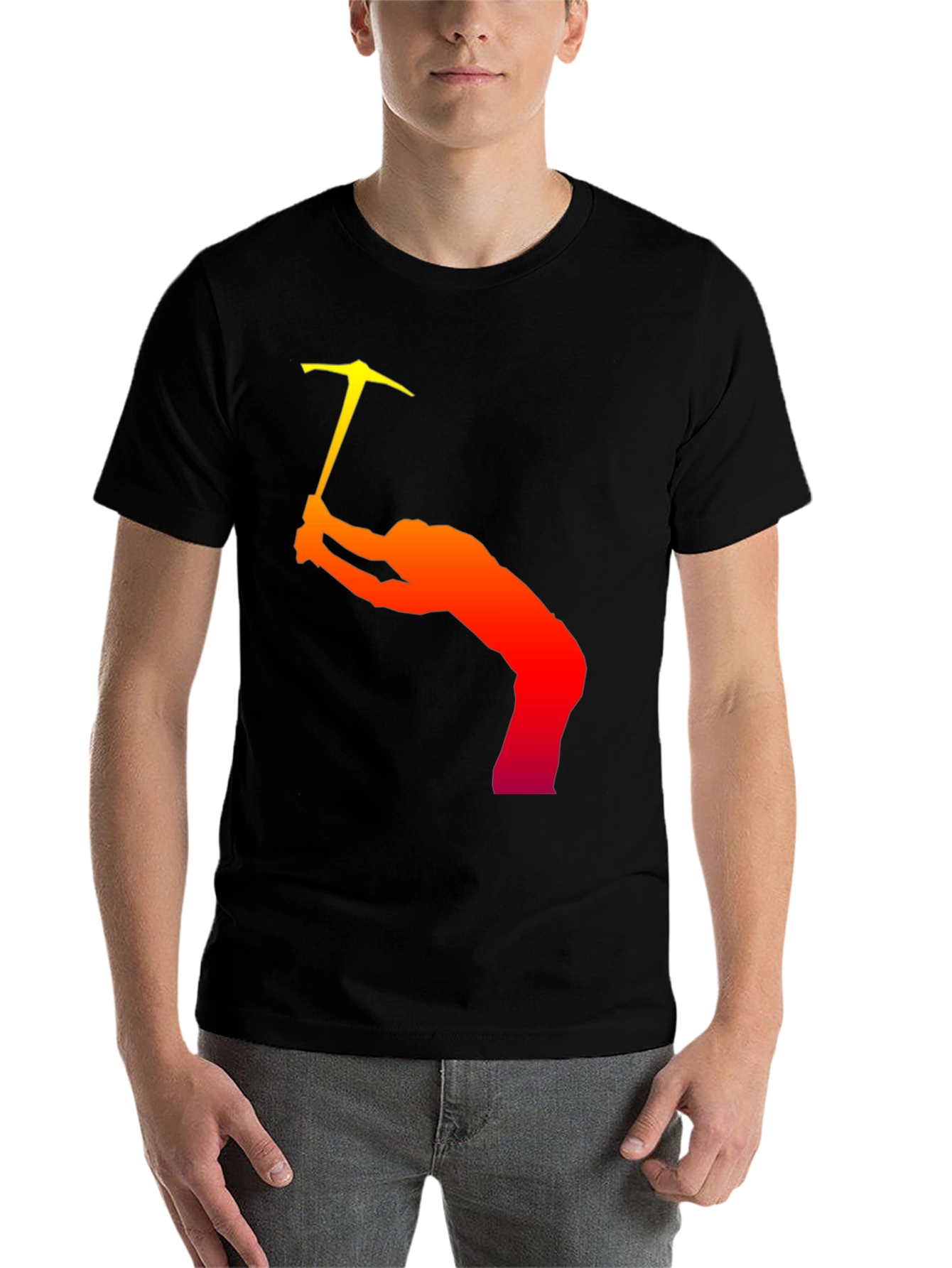 Black Climbing Silhouette Graphic T-Shirt - Black Cotton Tee view 7