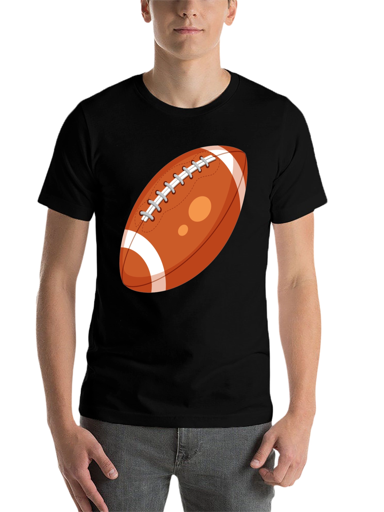 Black Football Graphic Tee - Casual Black T-Shirt for Sports Fans view 7
