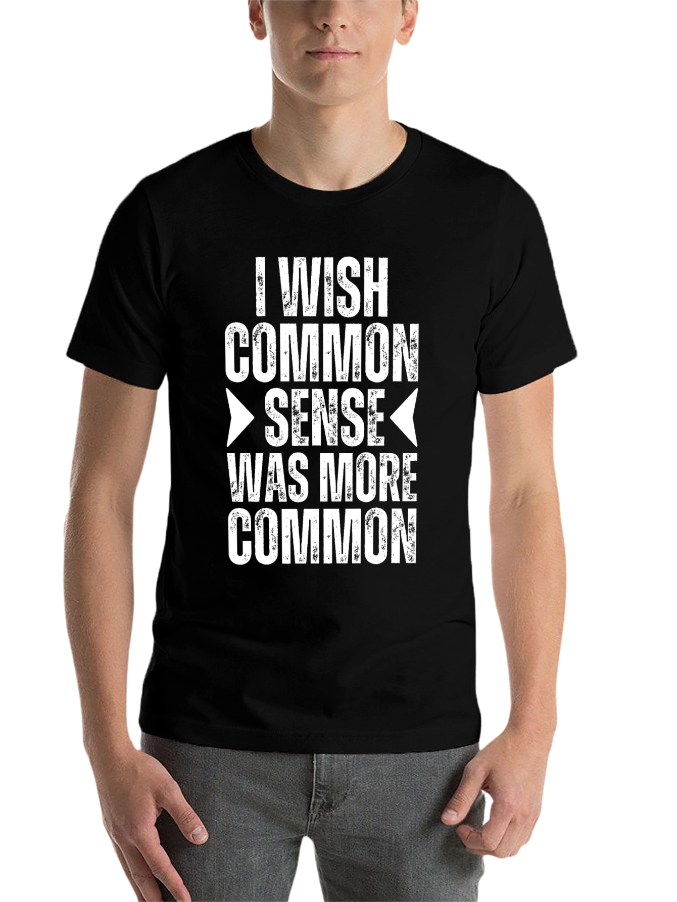 Black I Wish Common Sense T-Shirt - Funny Slogan Tee view 7