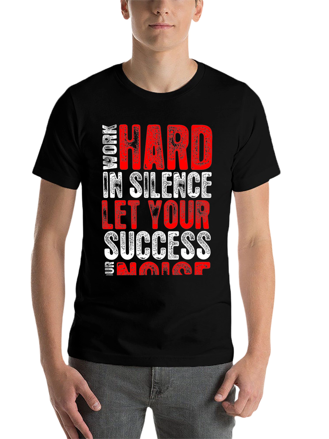 Black Work Hard in Silence Graphic Tee view 7