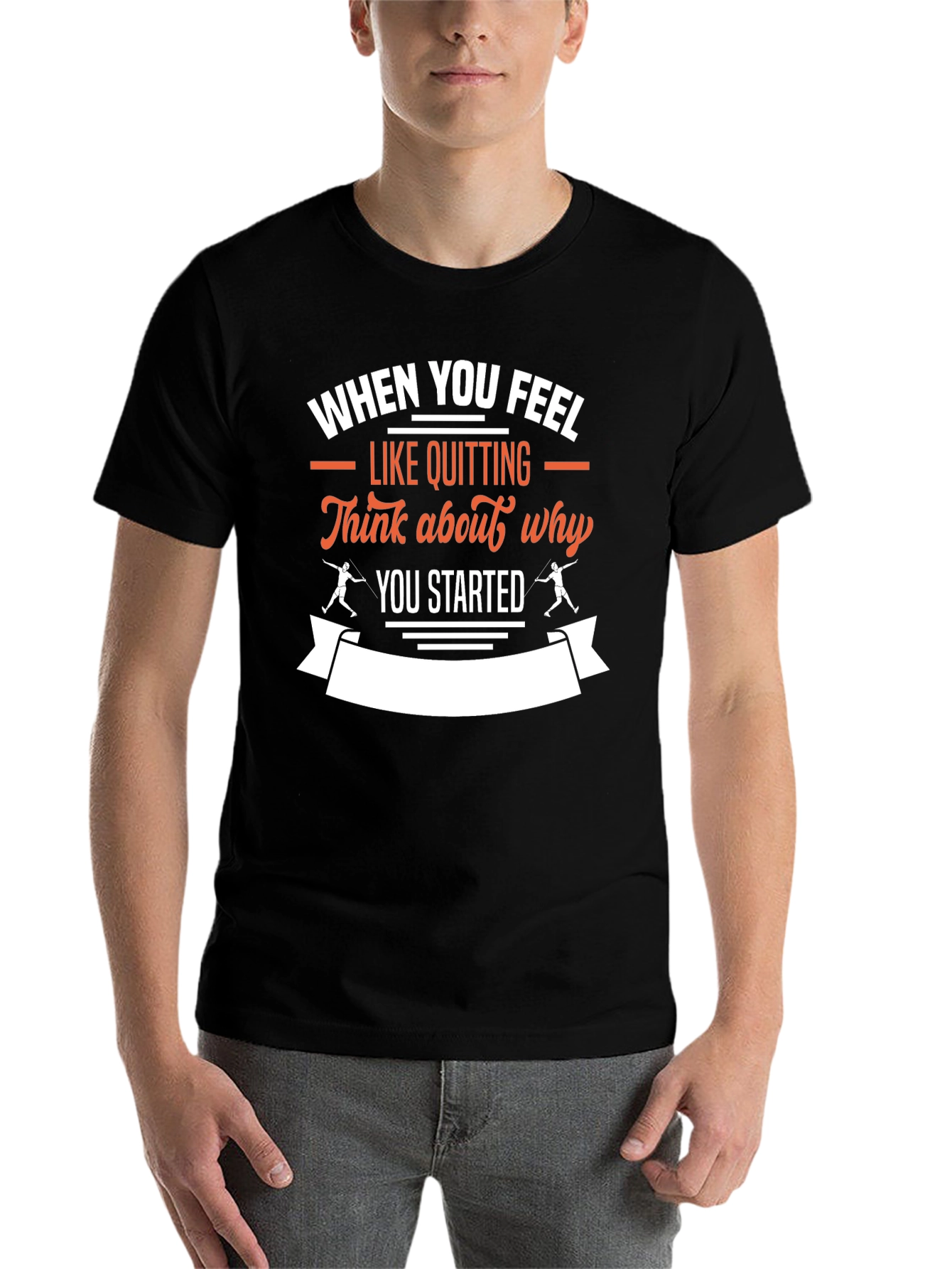 Black Motivational T-Shirt: When You Feel Like Quitting view 7