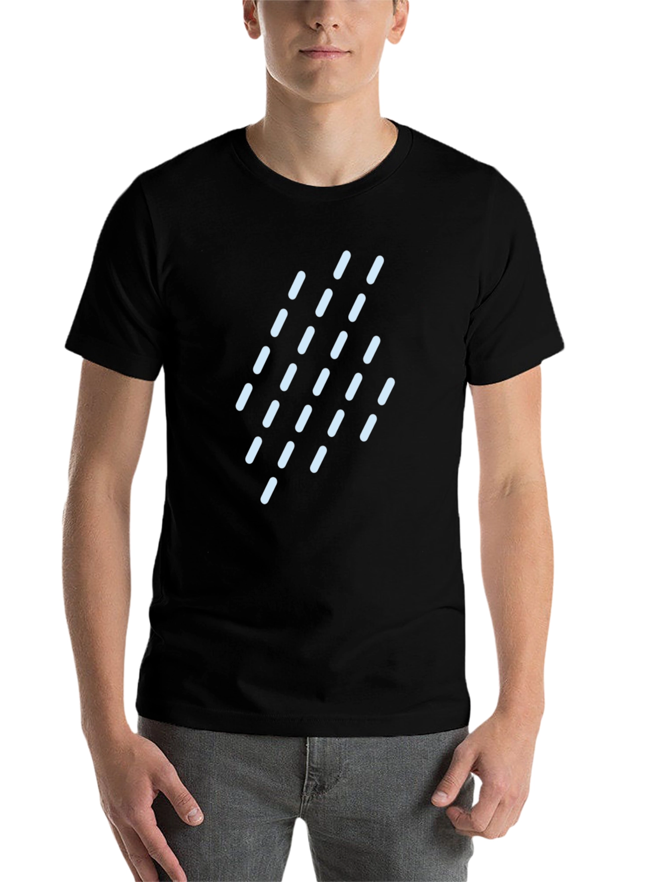 Black Modern Raindrop Pattern Black T-Shirt view 7