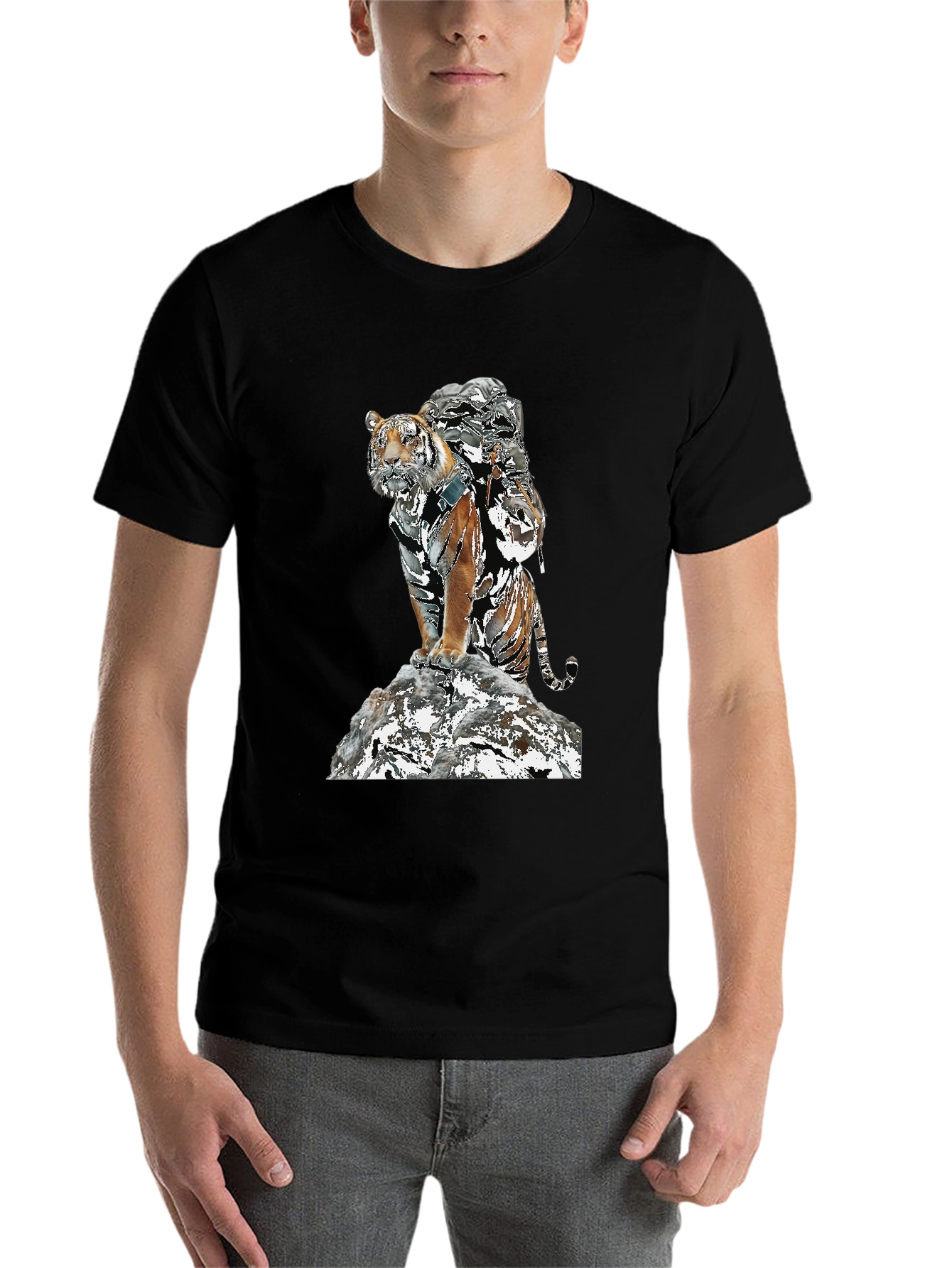 Black Tiger Graphic Tee - Black Cotton Blend view 7
