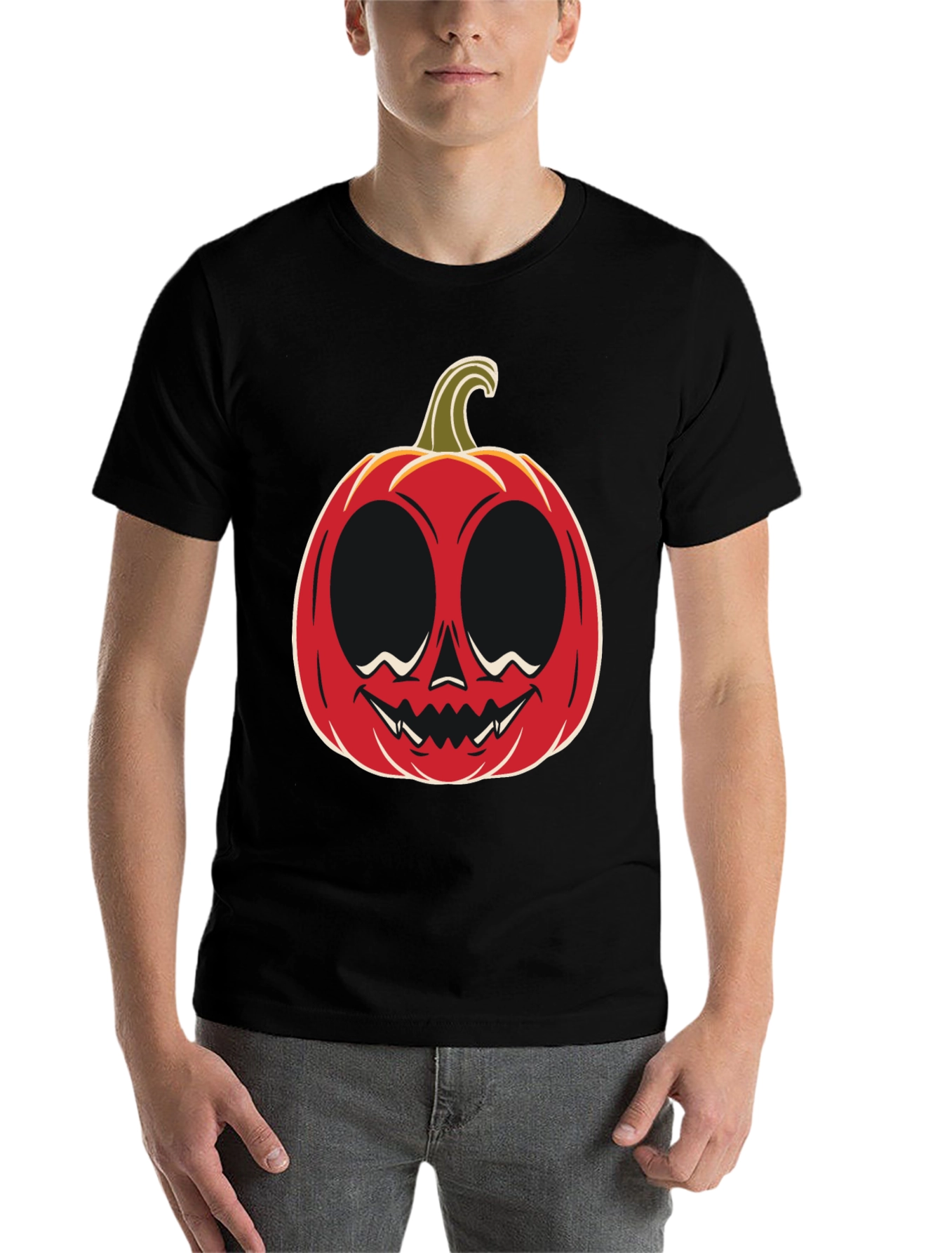 Black Halloween Pumpkin Face Graphic Tee view 7