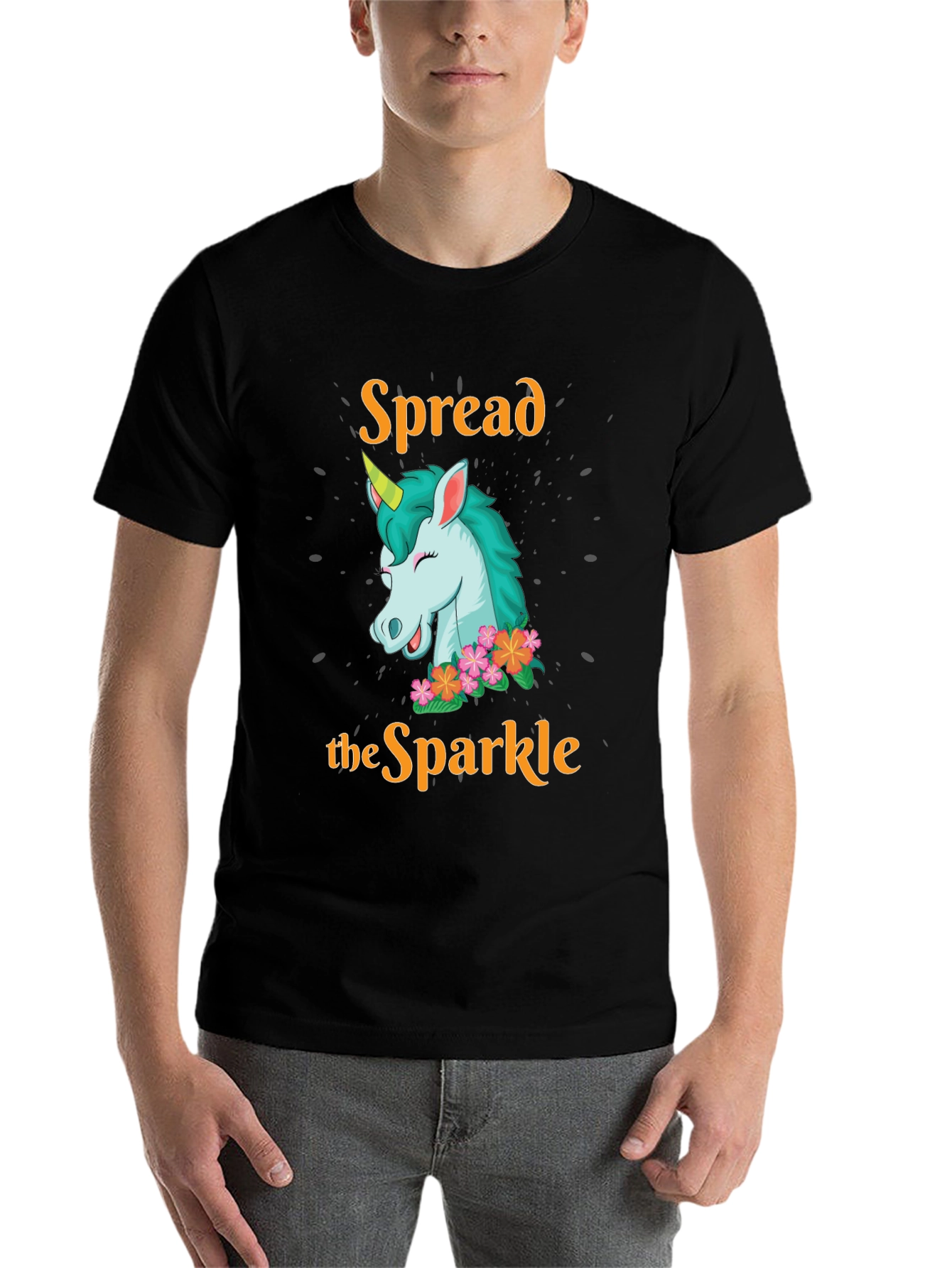 Black Spread the Sparkle Unicorn T-Shirt view 7