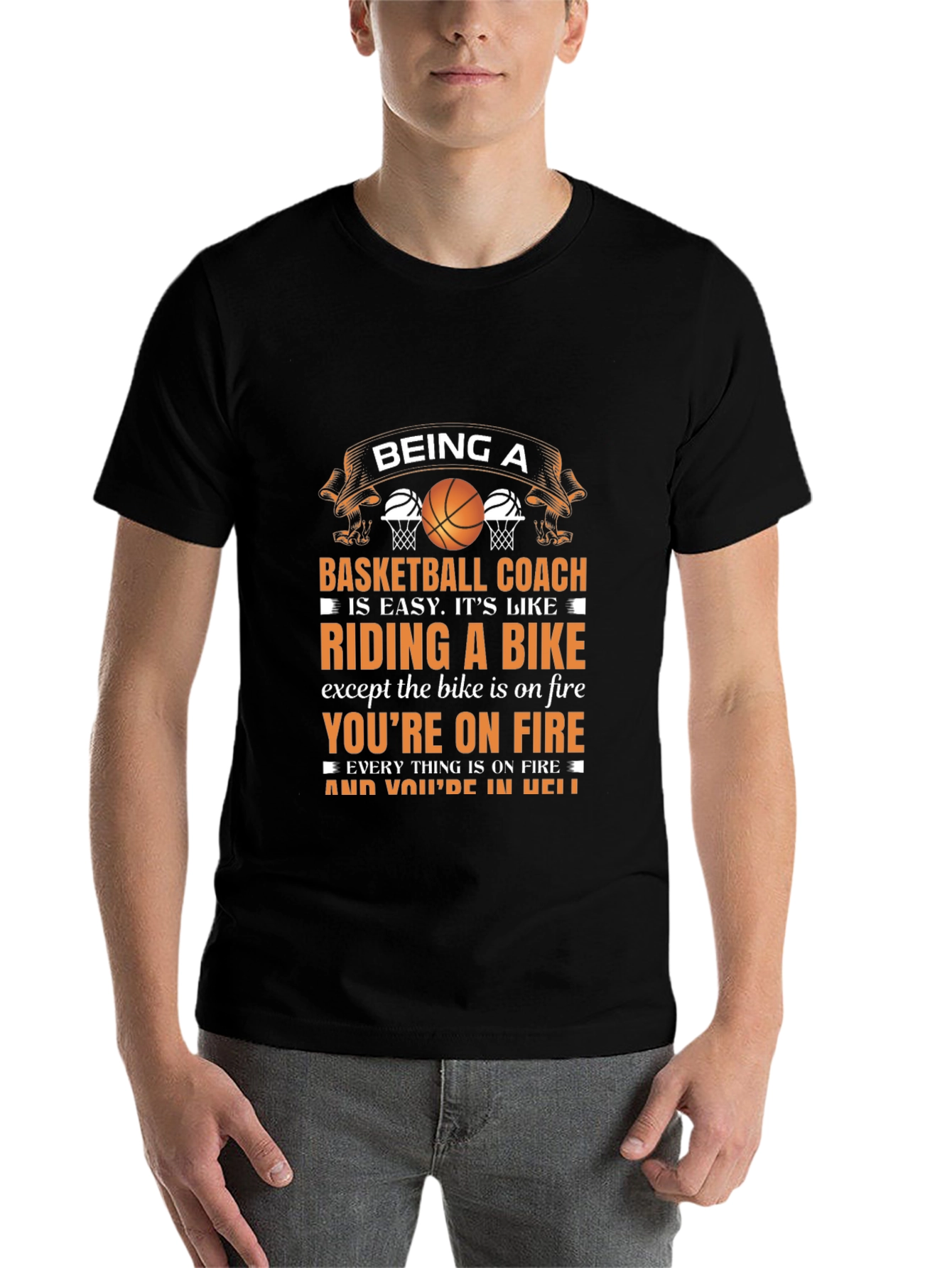 Black Basketball Coach T-Shirt - Riding a Bike Analogy view 7